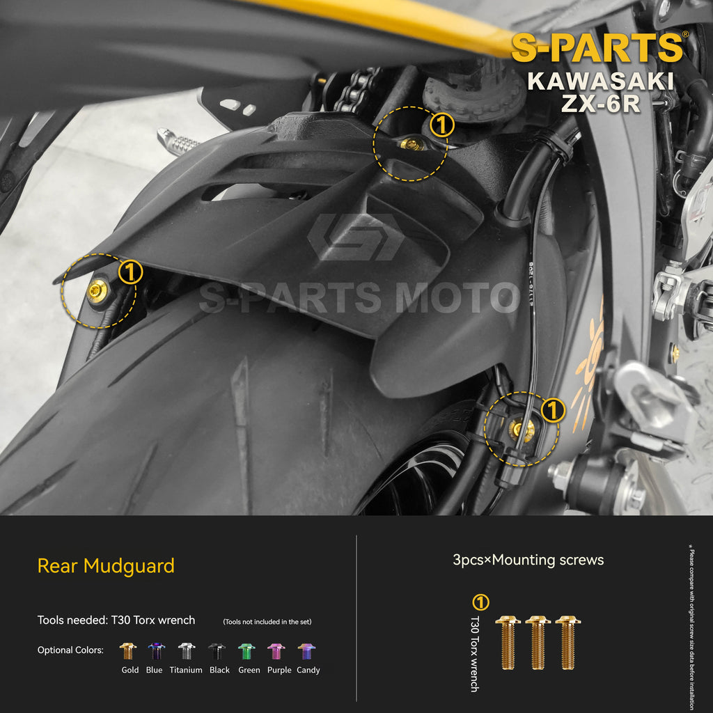 SPARTS Motorcycle Titanium Bolt Upgrade – S-Grade TC4 Bolt Kit for Kawasaki ZX-6R