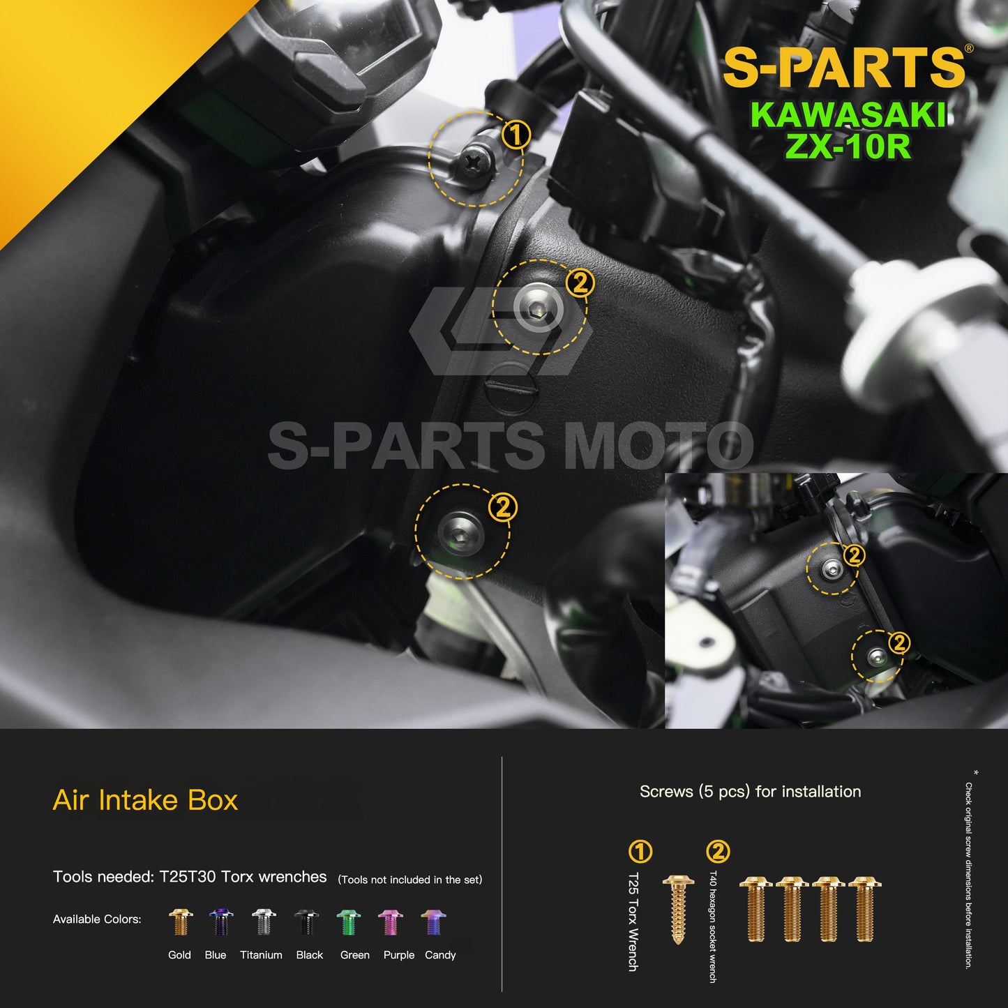 S-PARTS Grade 5 (TC4) Titanium Fasteners Kit for Kawasaki Ninja ZX-10R (2023)