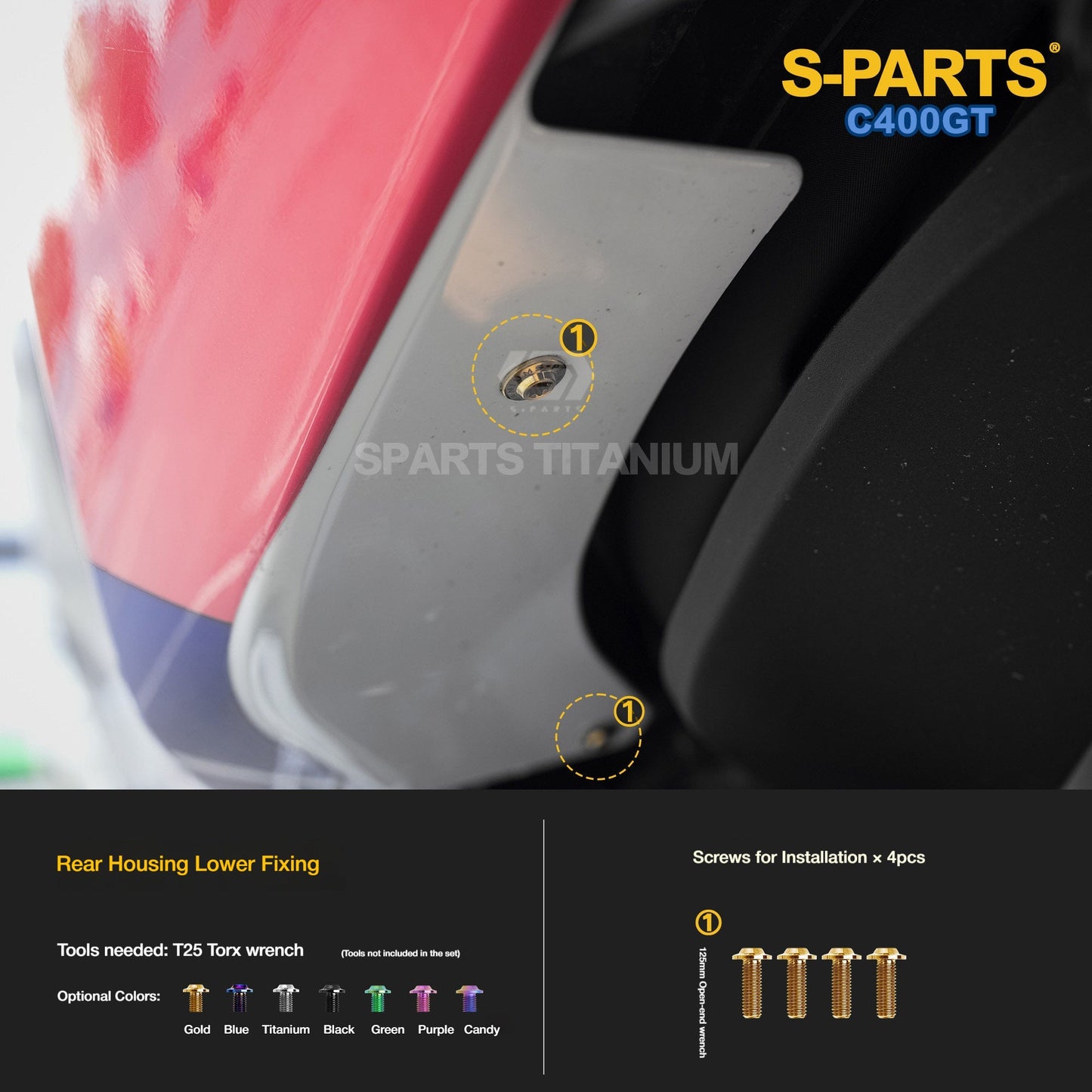SPARTS Titanium Bolts Kit for BMW C400GT | Transmission Cover, Exhaust Heat Shield & Rear Suspension