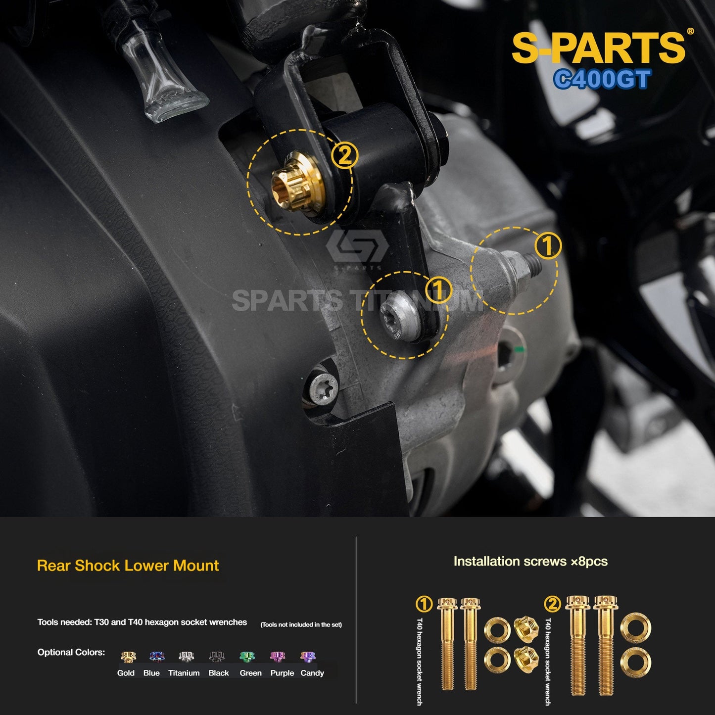 SPARTS Titanium Bolts Kit for BMW C400GT | Transmission Cover, Exhaust Heat Shield & Rear Suspension