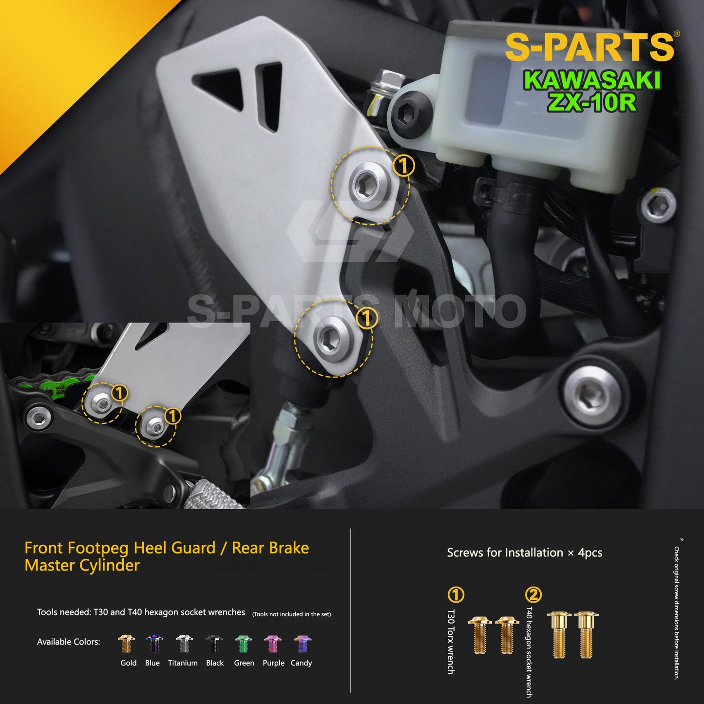 S-PARTS Grade 5 (TC4) Titanium Fasteners Kit for Kawasaki Ninja ZX-10R (2023)