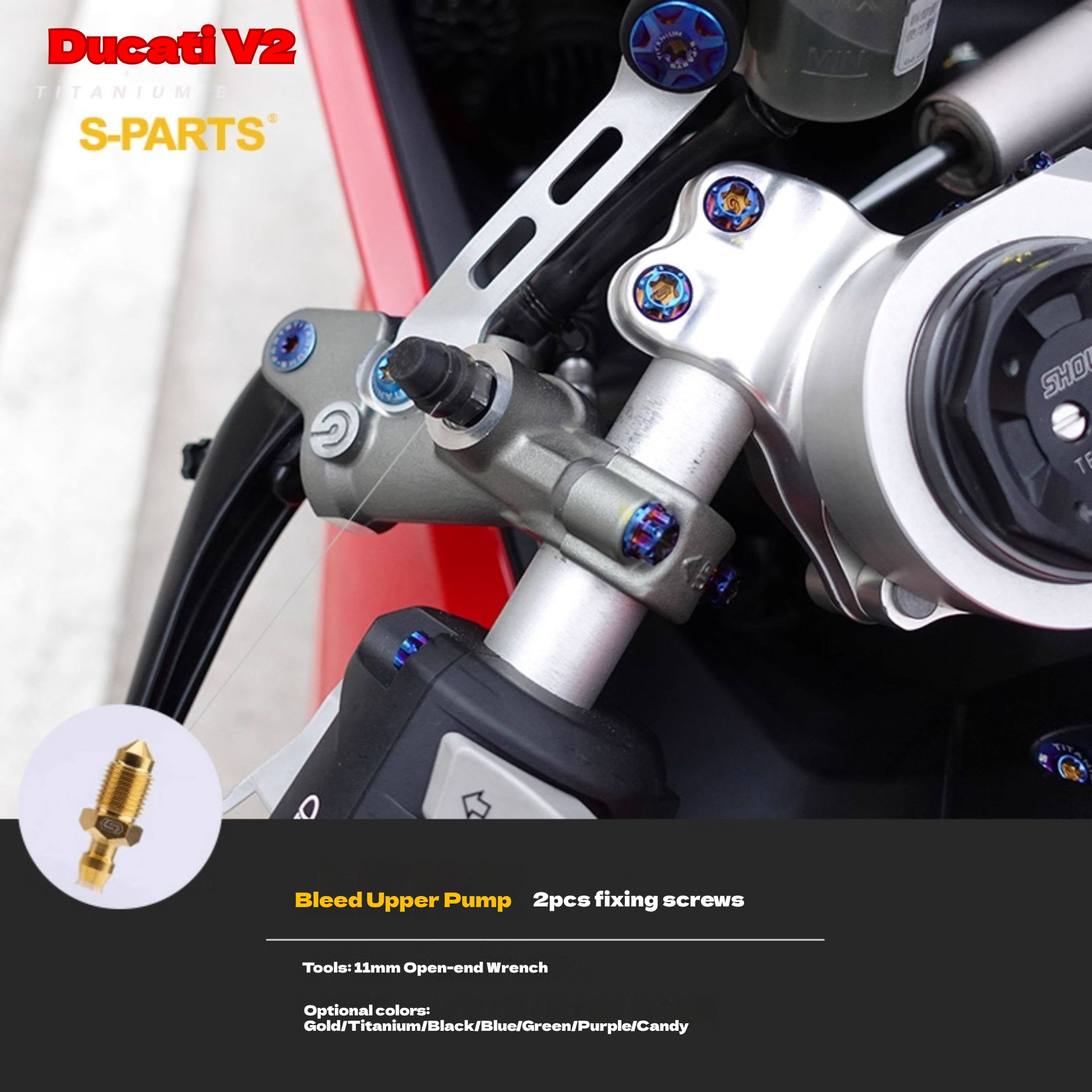 S-PARTS  Compatible with / Suitable for Ducati DUCATI V2 Full Titanium Bolt Kit