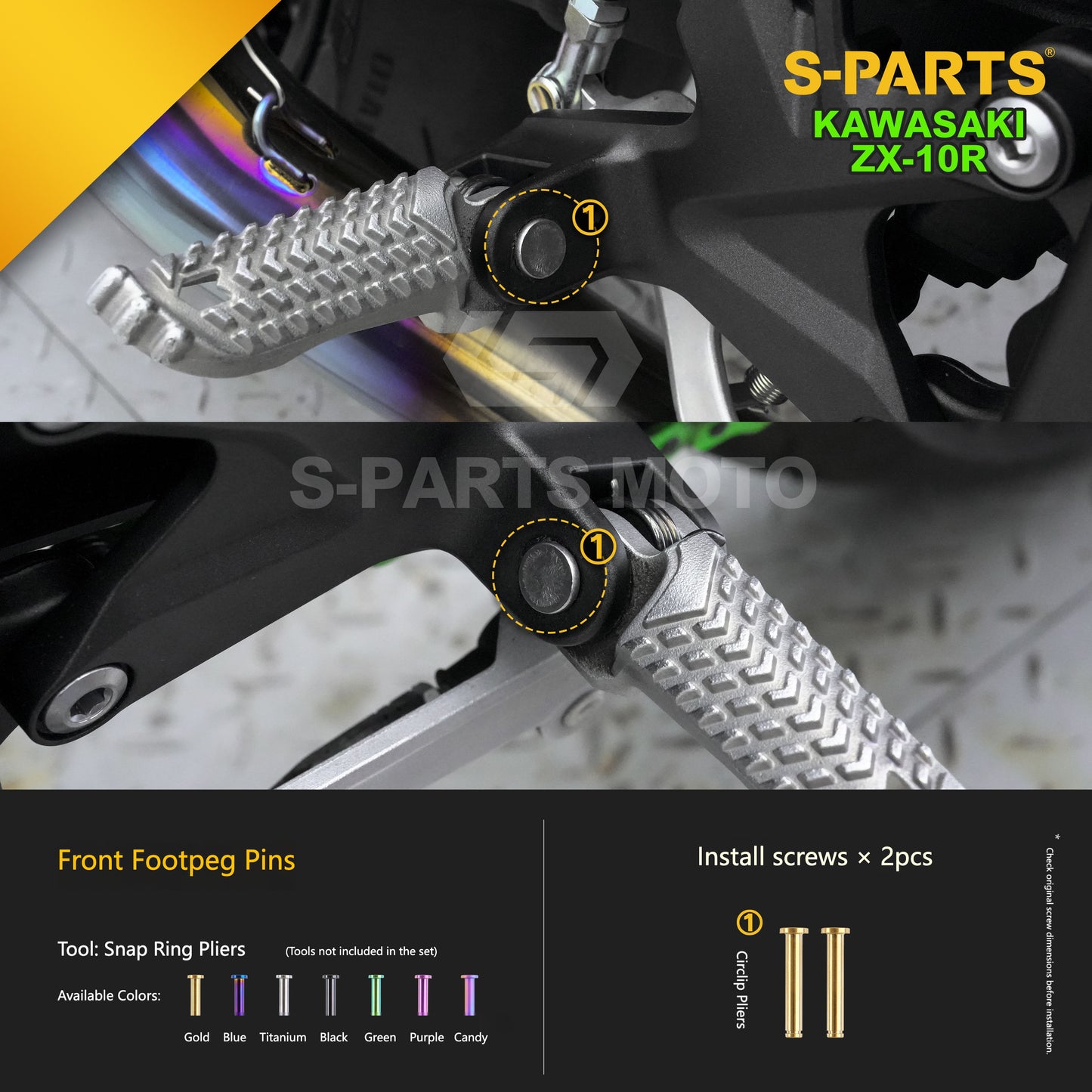 S-PARTS Grade 5 (TC4) Titanium Fasteners Kit for Kawasaki Ninja ZX-10R (2023)