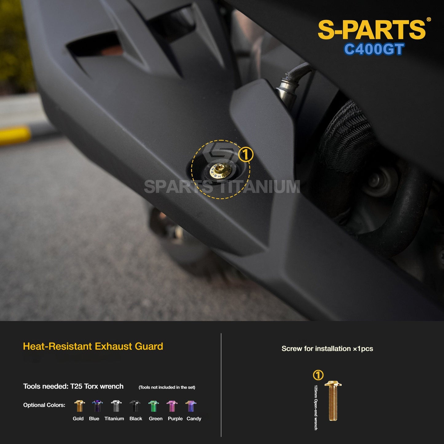 SPARTS Titanium Bolts Kit for BMW C400GT | Transmission Cover, Exhaust Heat Shield & Rear Suspension