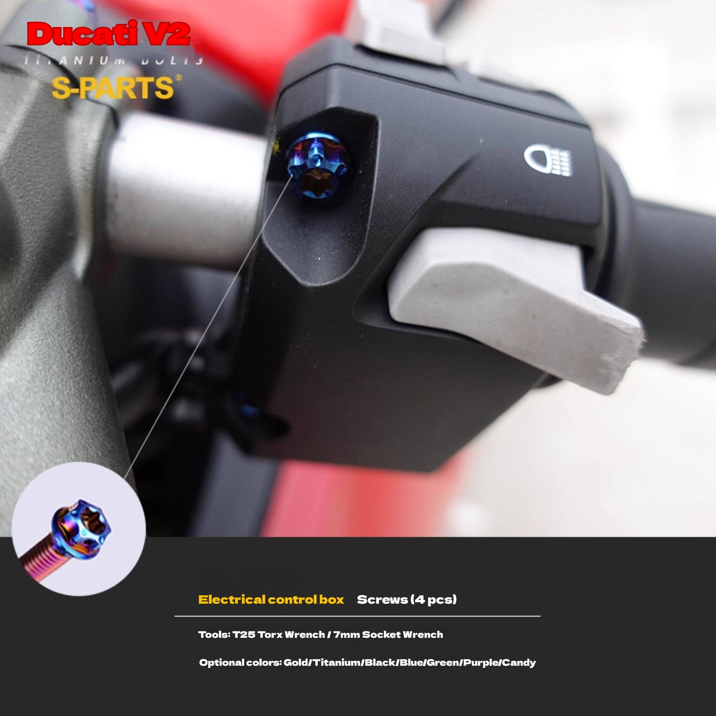 S-PARTS  Compatible with / Suitable for Ducati DUCATI V2 Full Titanium Bolt Kit