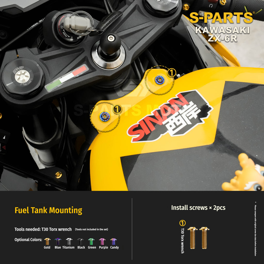 SPARTS Motorcycle Titanium Bolt Upgrade – S-Grade TC4 Bolt Kit for Kawasaki ZX-6R