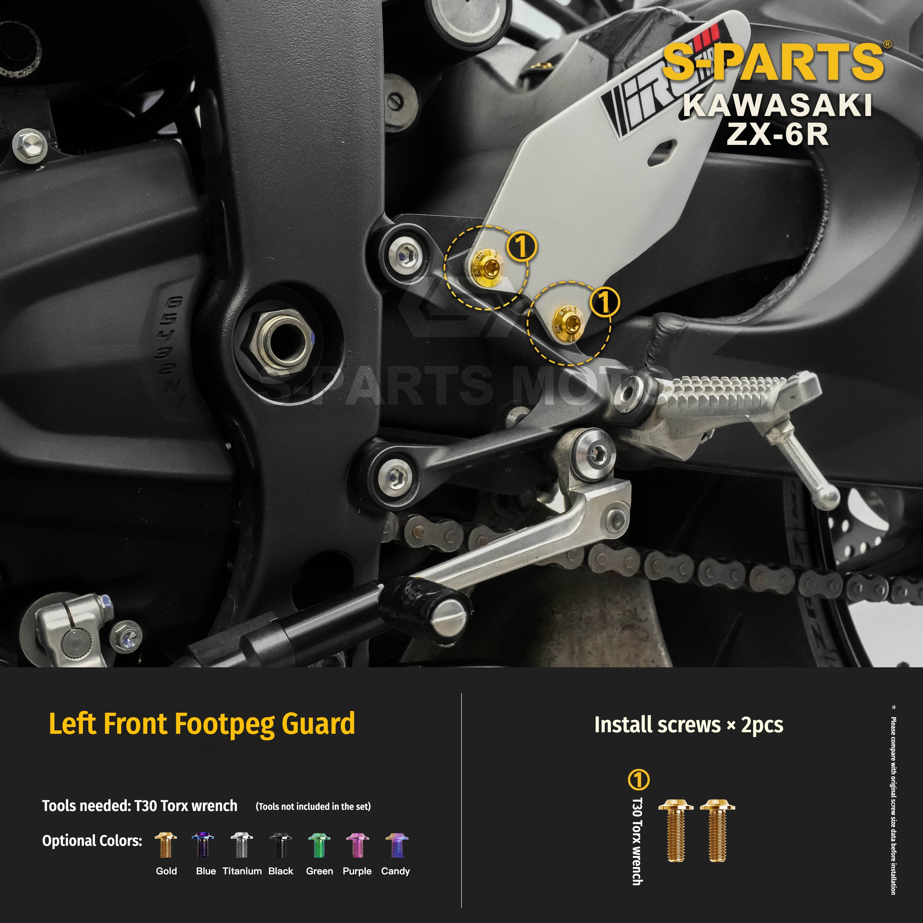 SPARTS Motorcycle Titanium Bolt Upgrade – S-Grade TC4 Bolt Kit for Kawasaki ZX-6R