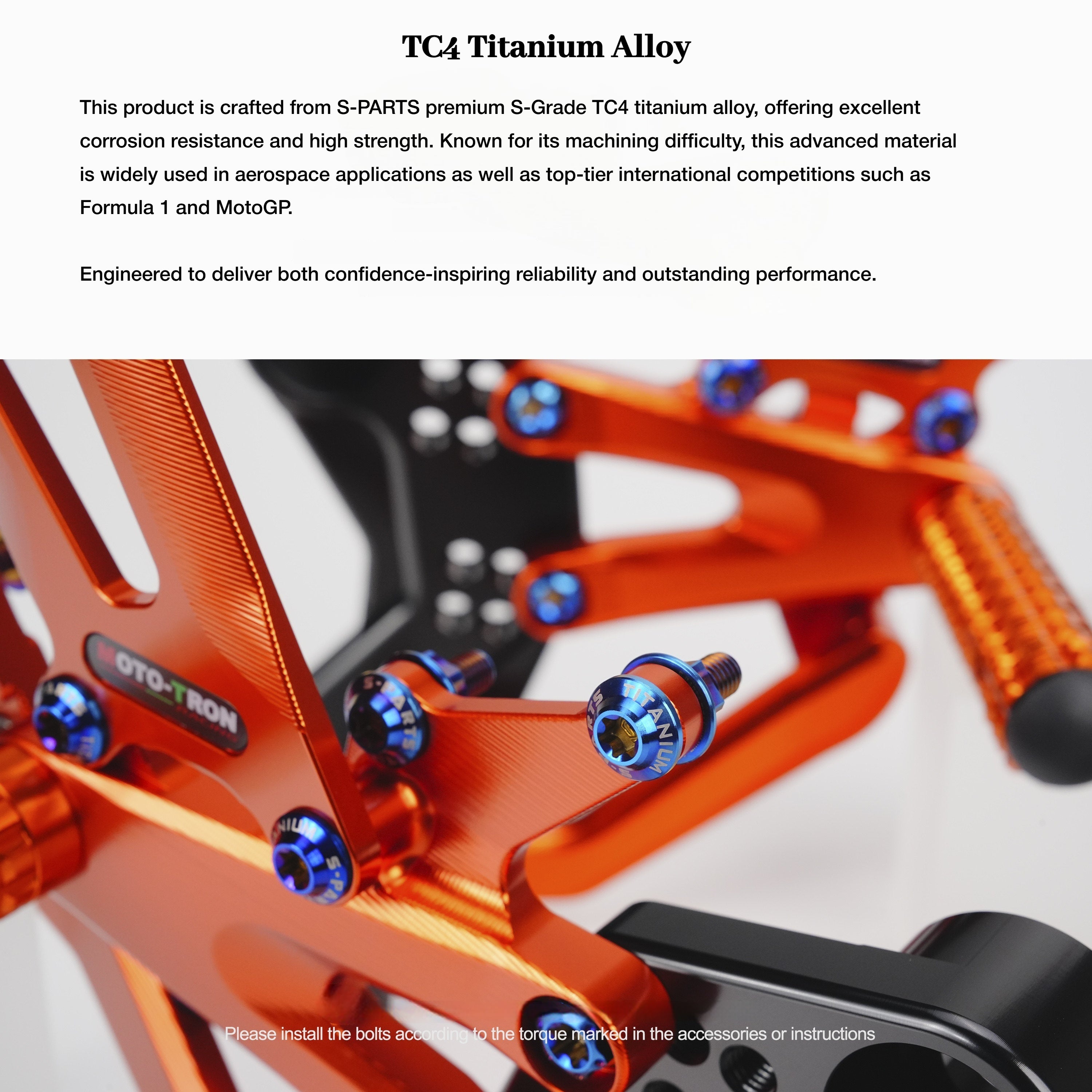 SPARTS TC4 Titanium Bolts for MOTO TRON Footpeg Riser | KTM Duke 790 Motorcycle Upgrade