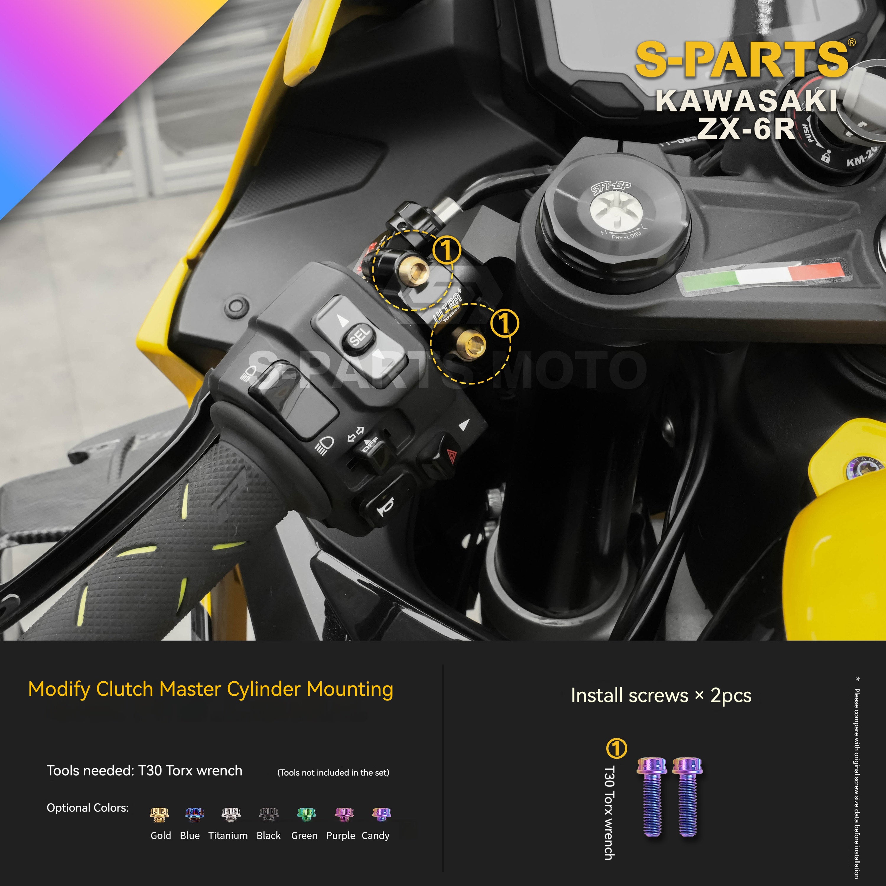 SPARTS Motorcycle Titanium Bolt Upgrade – S-Grade TC4 Bolt Kit for Kawasaki ZX-6R