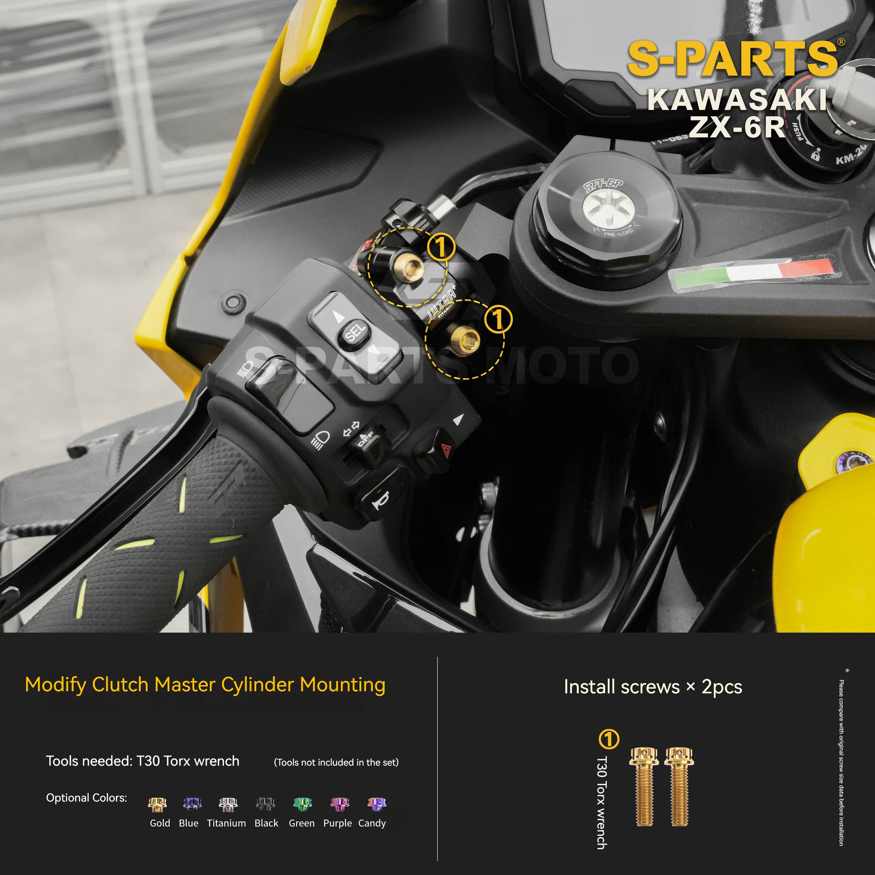 SPARTS Motorcycle Titanium Bolt Upgrade – S-Grade TC4 Bolt Kit for Kawasaki ZX-6R