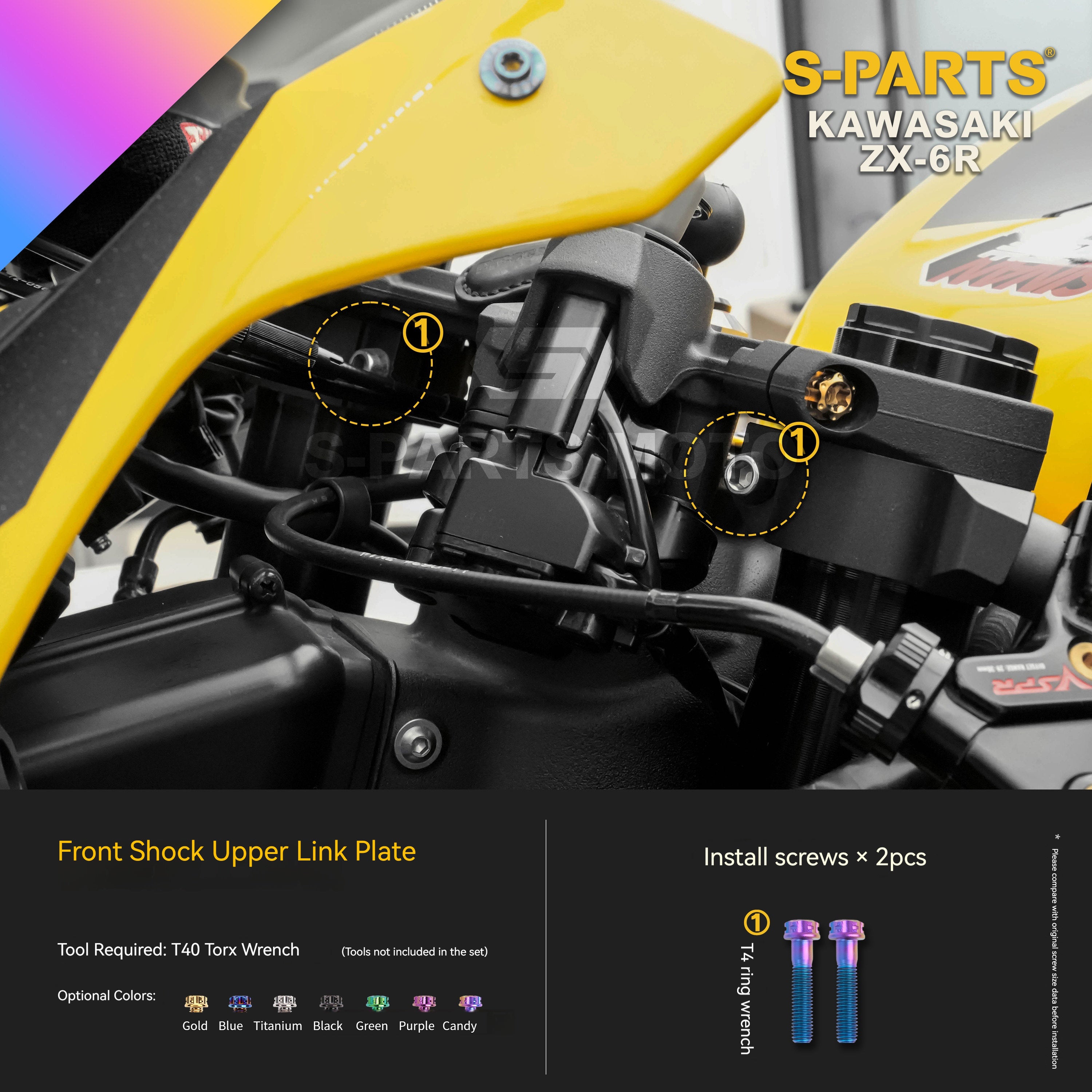 SPARTS Motorcycle Titanium Bolt Upgrade – S-Grade TC4 Bolt Kit for Kawasaki ZX-6R