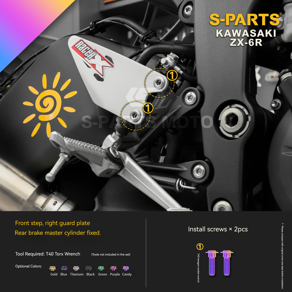 SPARTS Motorcycle Titanium Bolt Upgrade – S-Grade TC4 Bolt Kit for Kawasaki ZX-6R