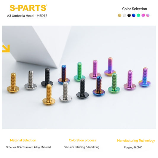 SPARTS A3 Series Titanium Bolt – Button Head M5× L10-55  D12 –  S-Grade TC4 Motorcycle Titanium Bolt Upgrade