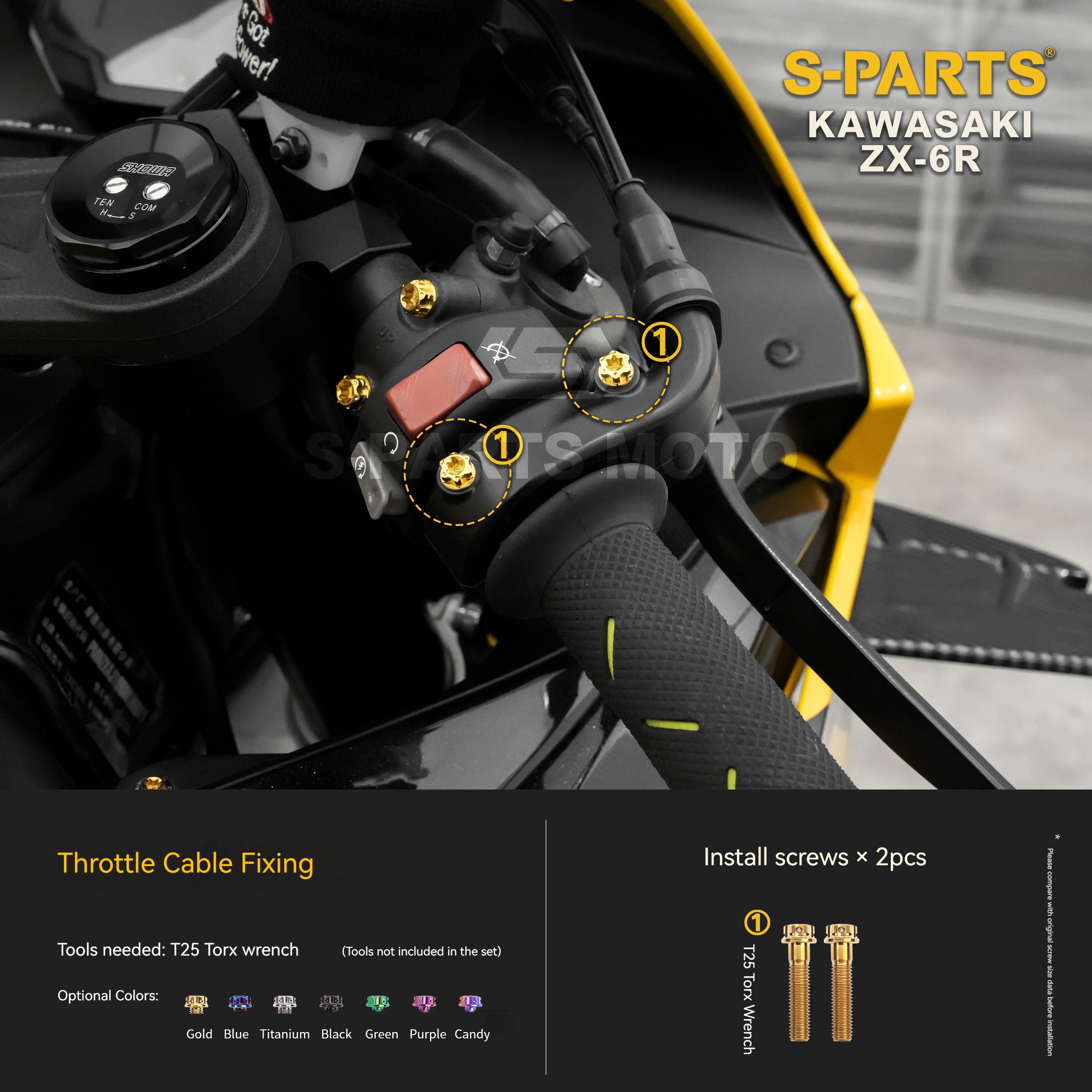 SPARTS Motorcycle Titanium Bolt Upgrade – S-Grade TC4 Bolt Kit for Kawasaki ZX-6R