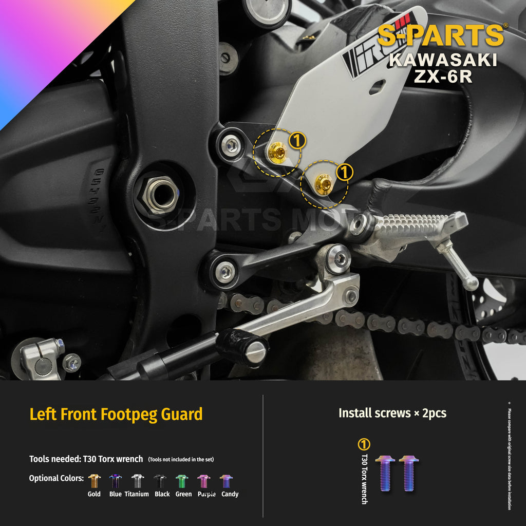 SPARTS Motorcycle Titanium Bolt Upgrade – S-Grade TC4 Bolt Kit for Kawasaki ZX-6R