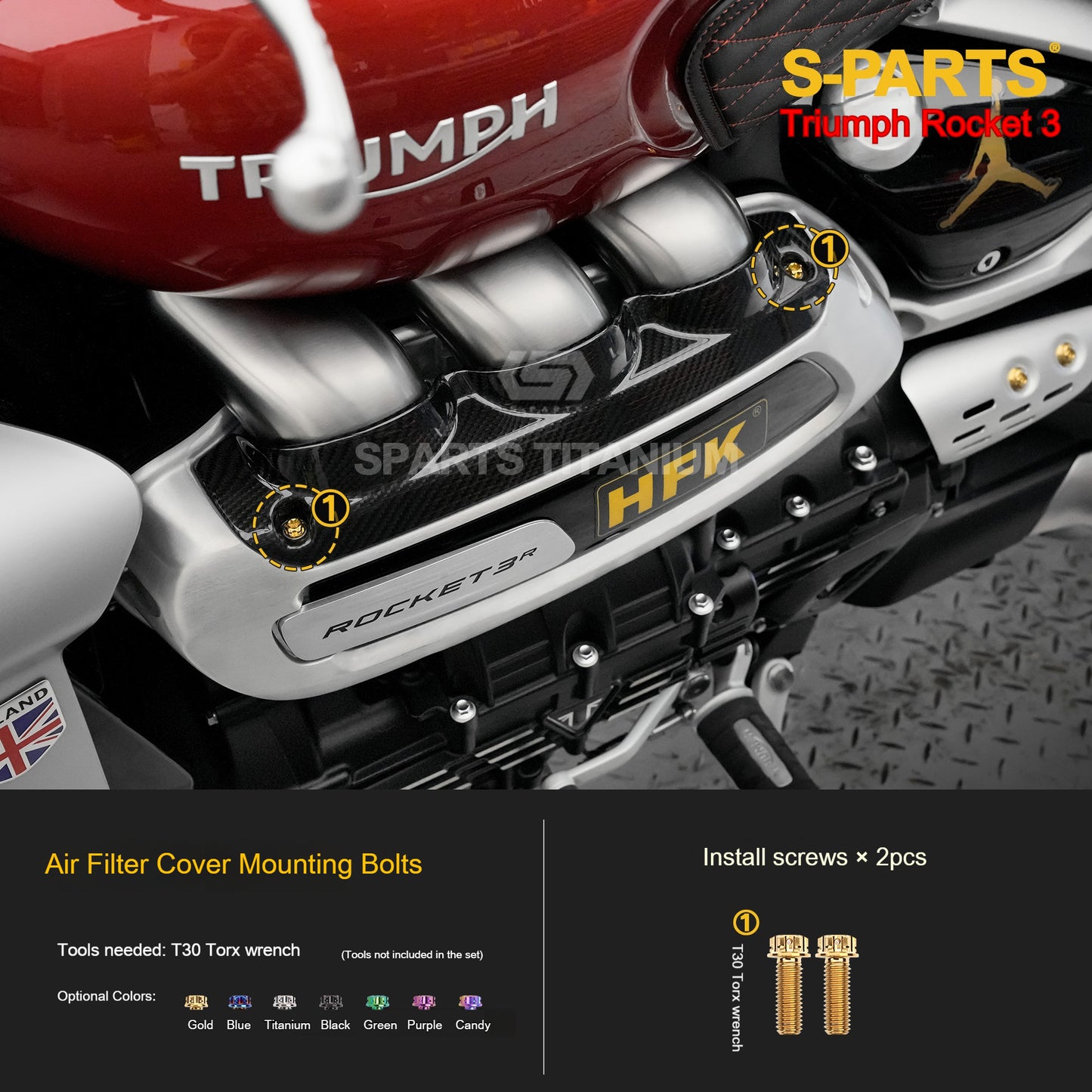 SPARTS Titanium Alloy Bolt Kit for Triumph Rocket 3 – Motorcycle Modification Screws