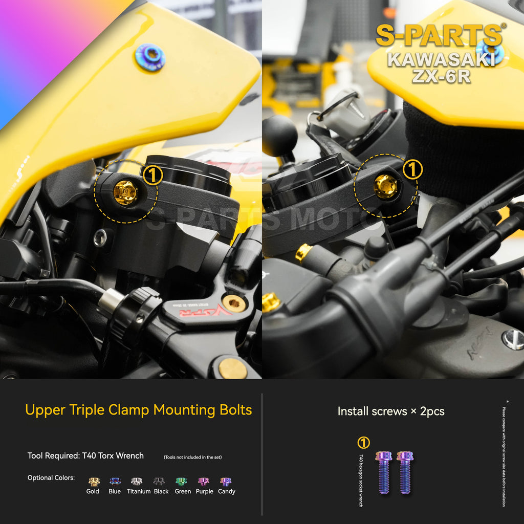 SPARTS Motorcycle Titanium Bolt Upgrade – S-Grade TC4 Bolt Kit for Kawasaki ZX-6R