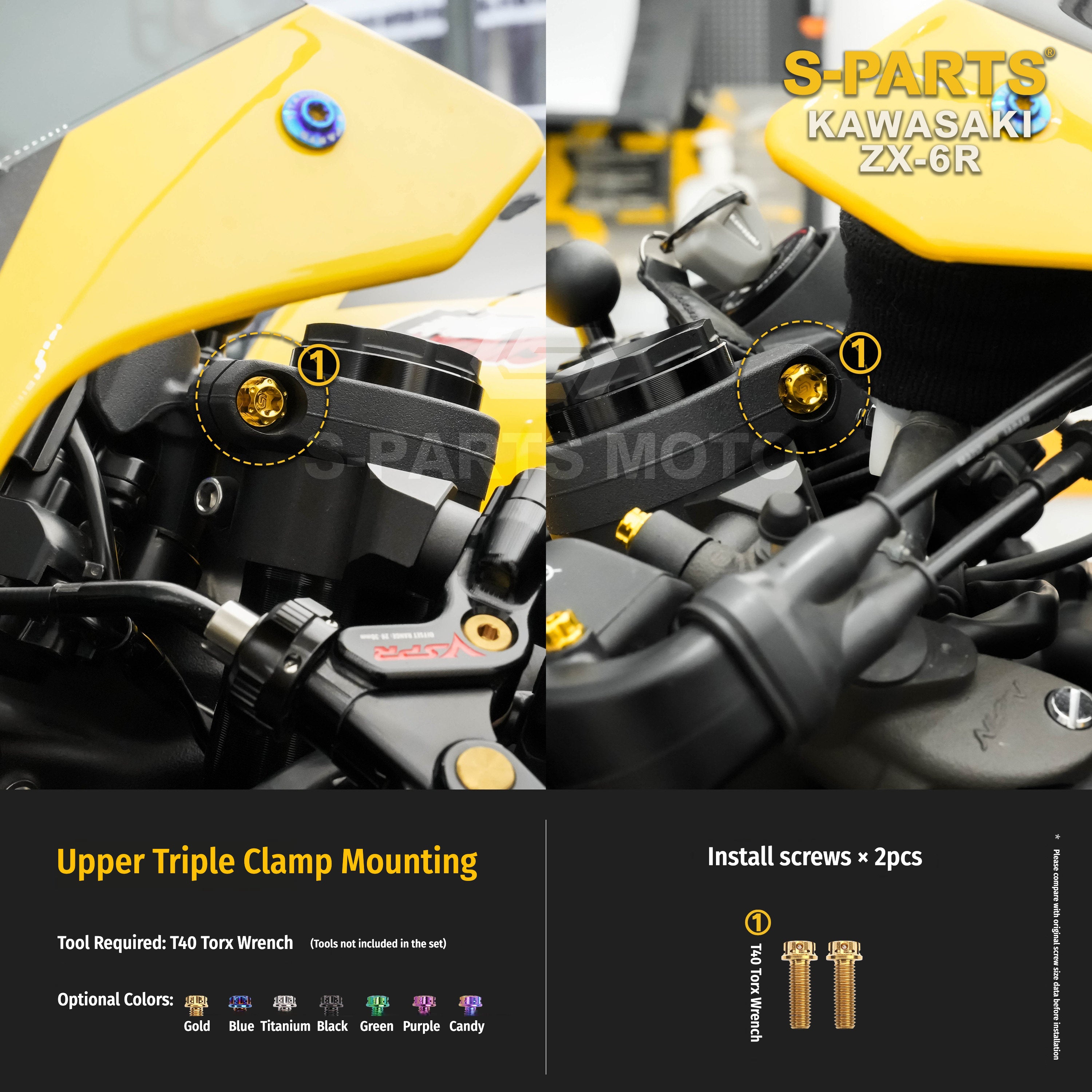 SPARTS Motorcycle Titanium Bolt Upgrade – S-Grade TC4 Bolt Kit for Kawasaki ZX-6R