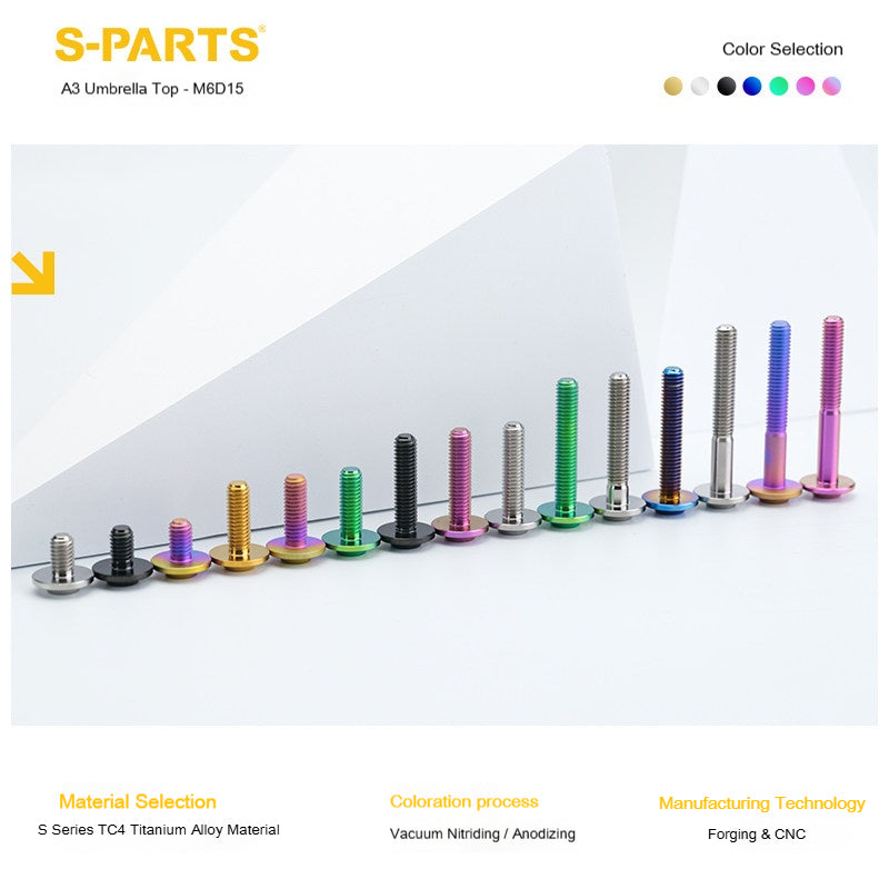 SPARTS A3 Series M6 Titanium Button Head Bolt D15 Grade TC4 | Motorcycle & E-Bike Upgrade Screw