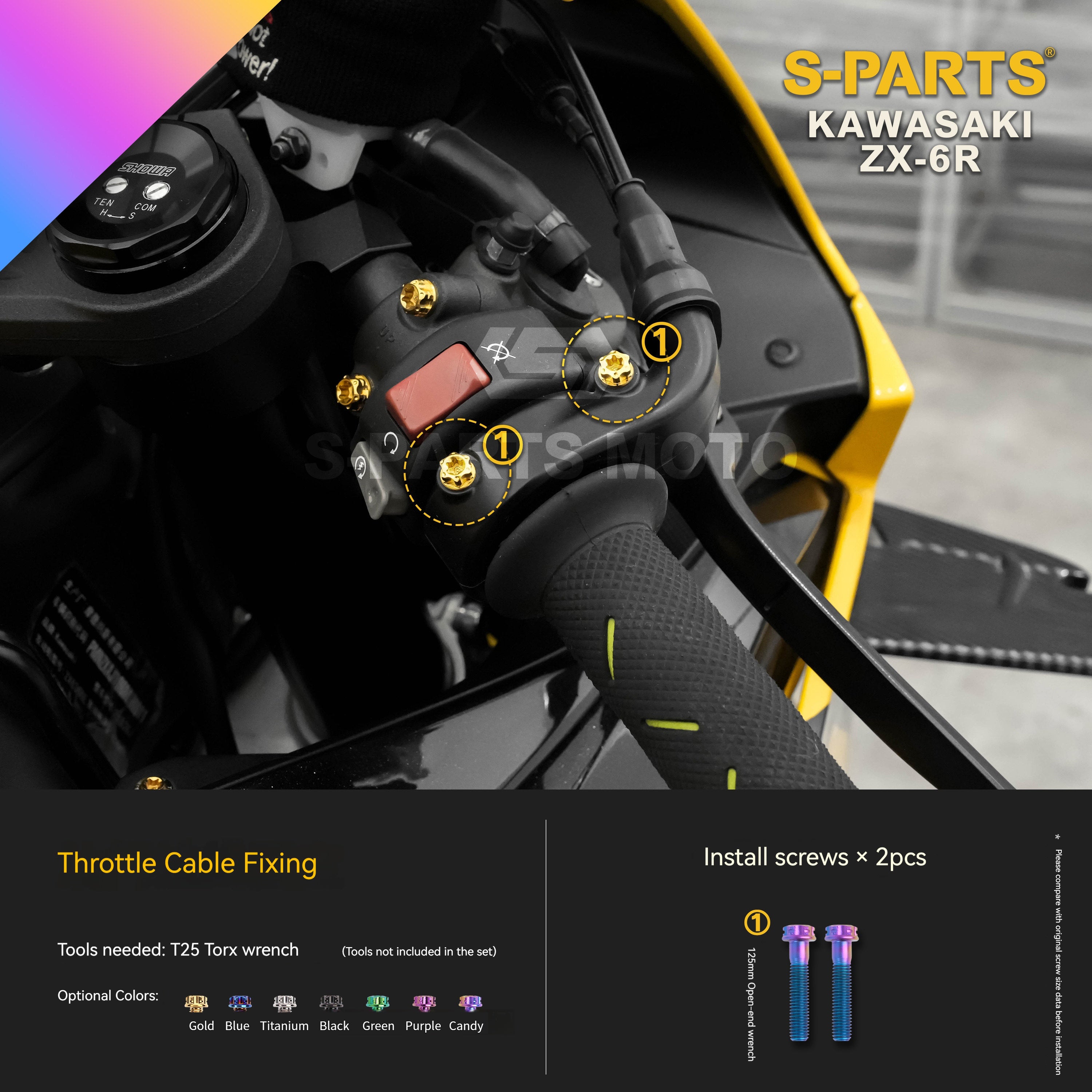 SPARTS Motorcycle Titanium Bolt Upgrade – S-Grade TC4 Bolt Kit for Kawasaki ZX-6R