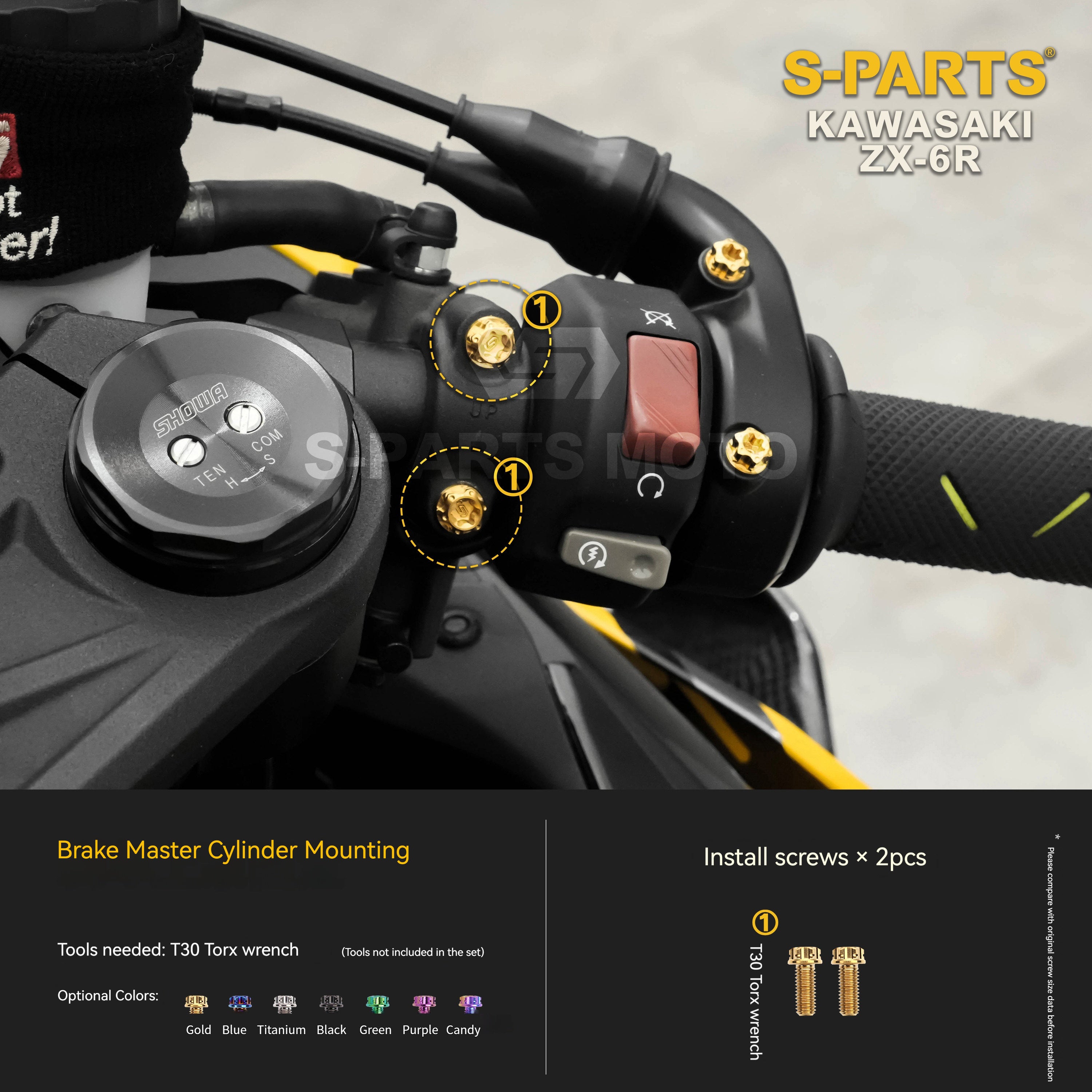 SPARTS Motorcycle Titanium Bolt Upgrade – S-Grade TC4 Bolt Kit for Kawasaki ZX-6R