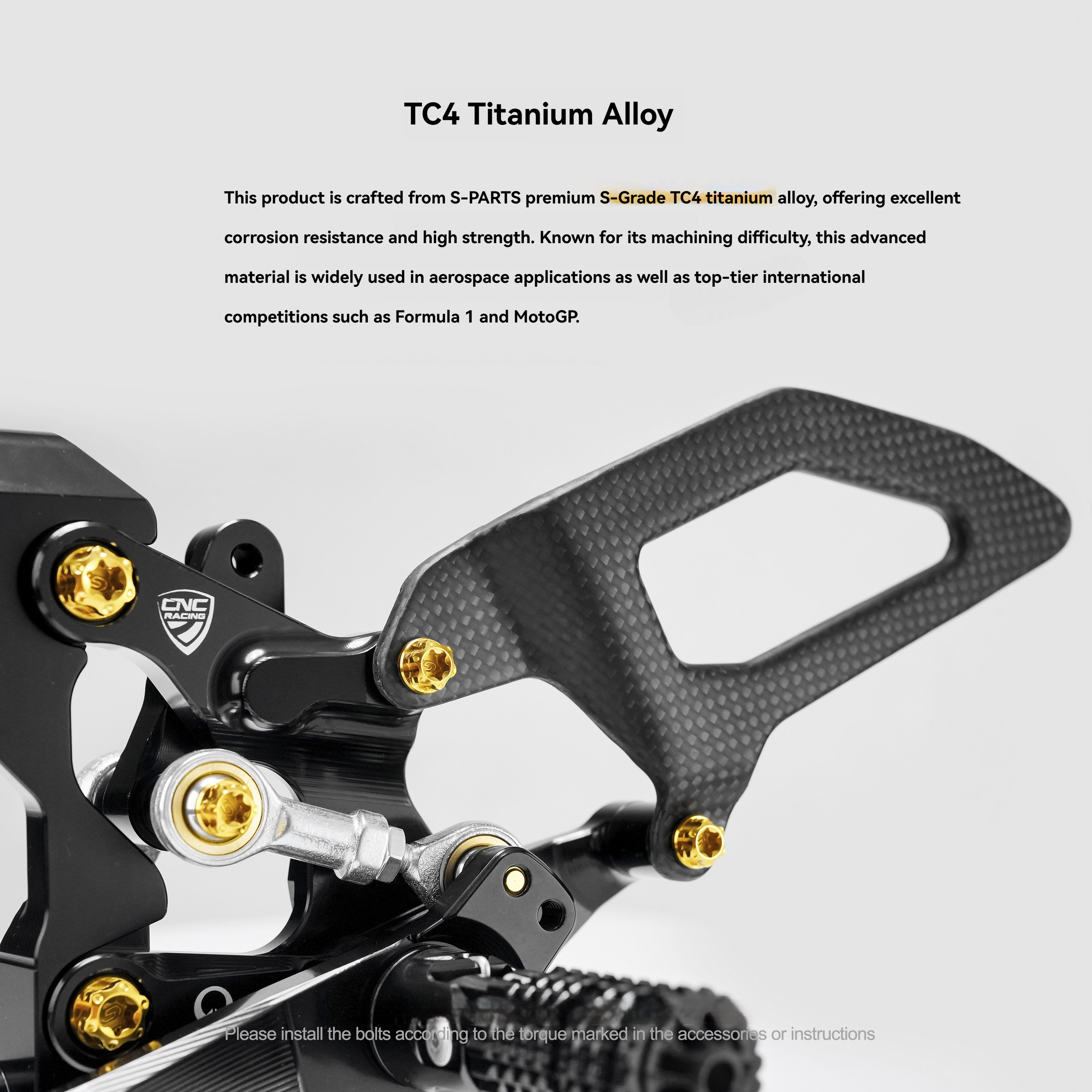 SPARTS Titanium Bolt Kit for CNC Racing Ducati V2 Rearsets | TC4 Grade