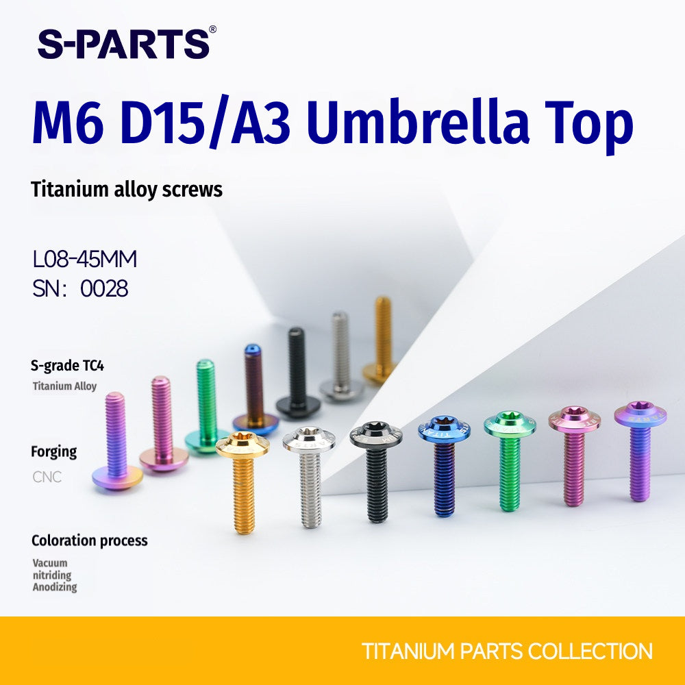 SPARTS A3 Series M6 Titanium Button Head Bolt D15 Grade TC4 | Motorcycle & E-Bike Upgrade Screw