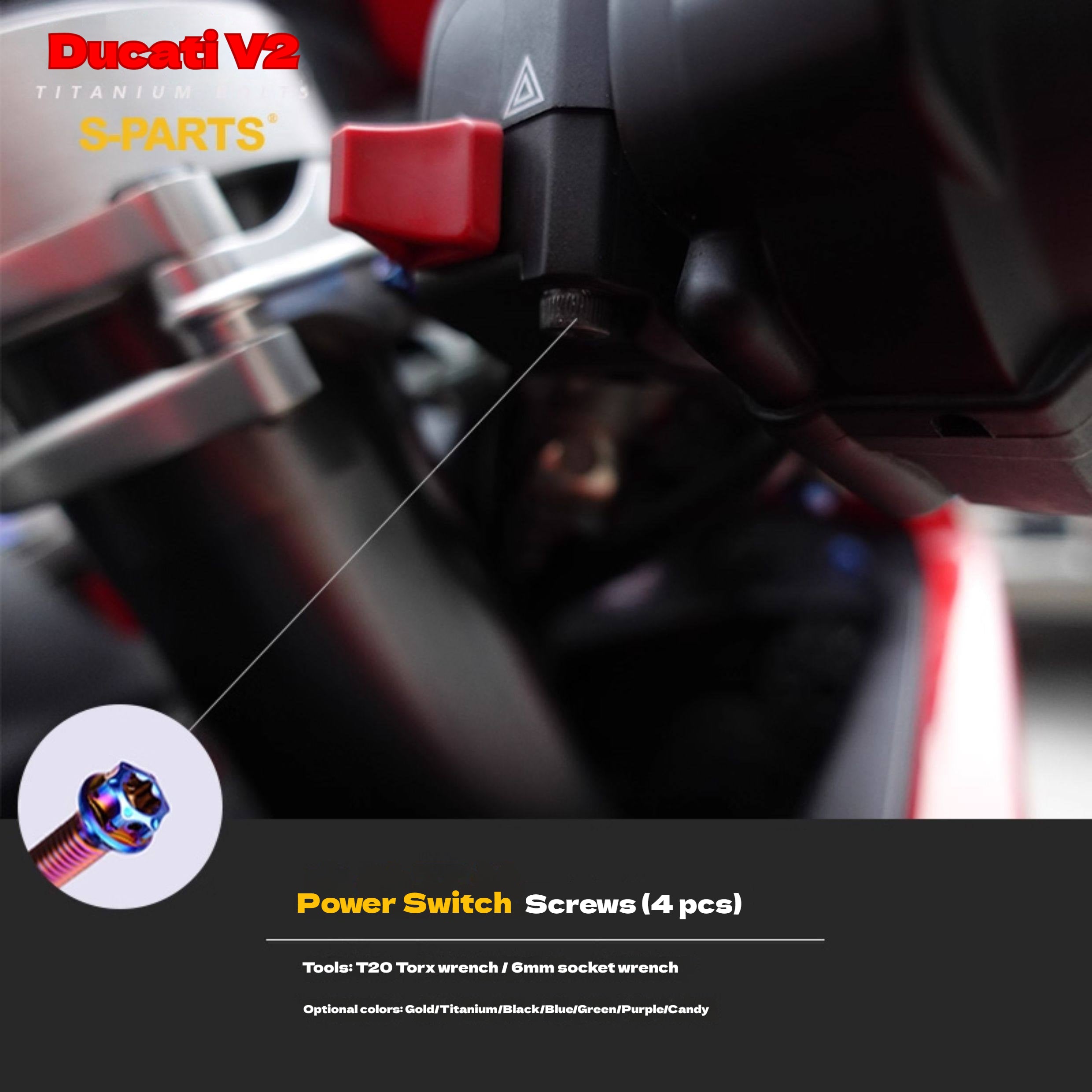 S-PARTS  Compatible with / Suitable for Ducati DUCATI V2 Full Titanium Bolt Kit