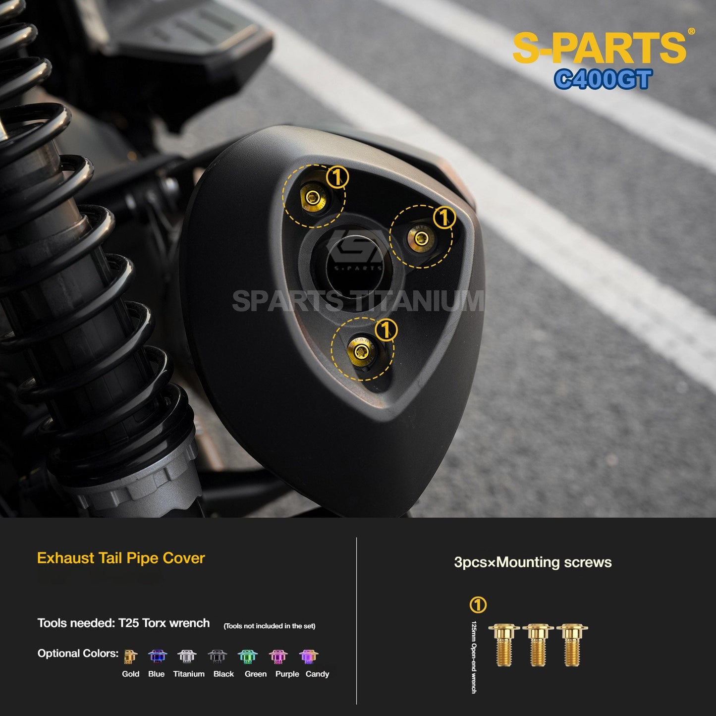 SPARTS Titanium Bolts Kit for BMW C400GT | Transmission Cover, Exhaust Heat Shield & Rear Suspension