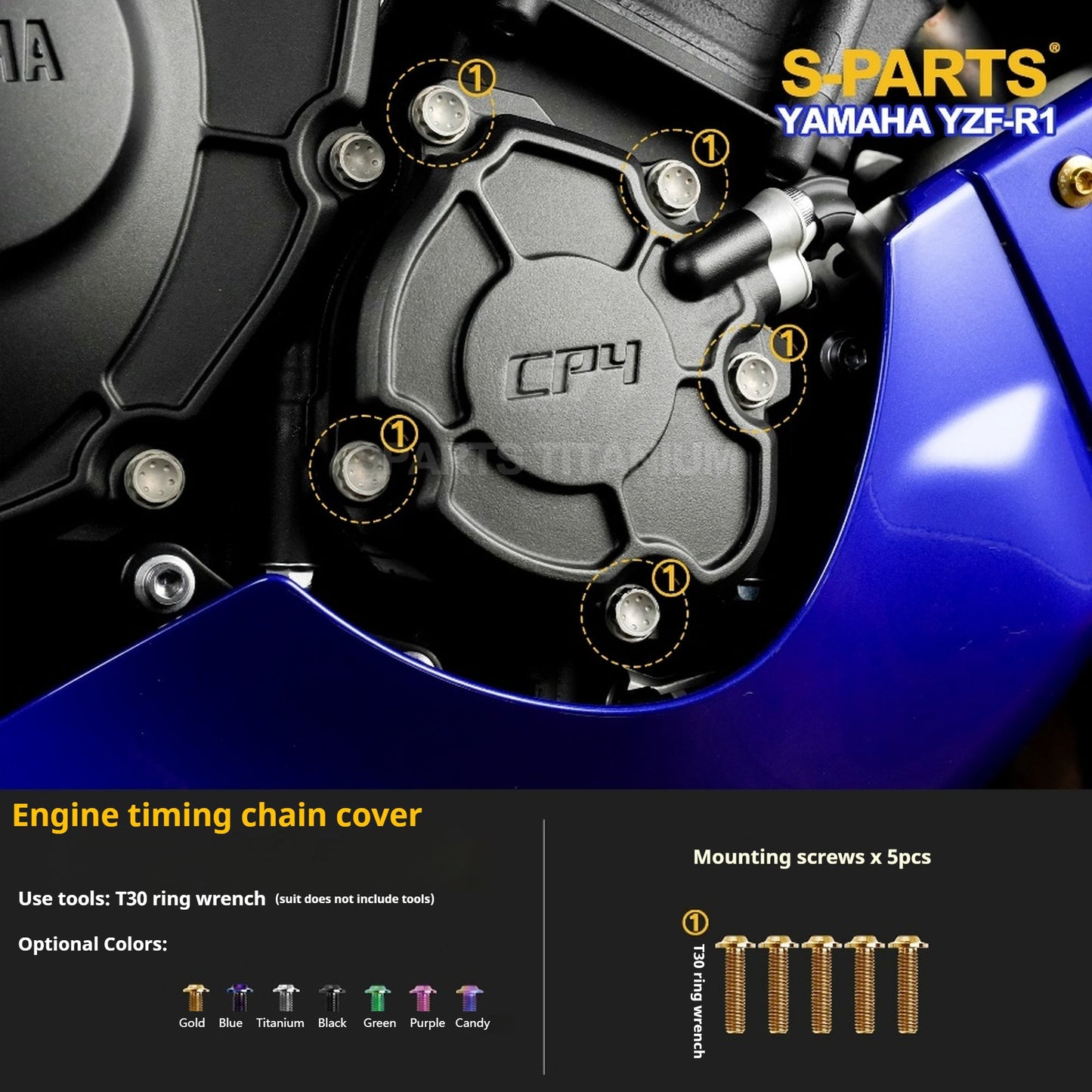 SPARTS Titanium Fasteners  for Yamaha YZF-R1 - Engine Covers, GBR Covers & Exhaust