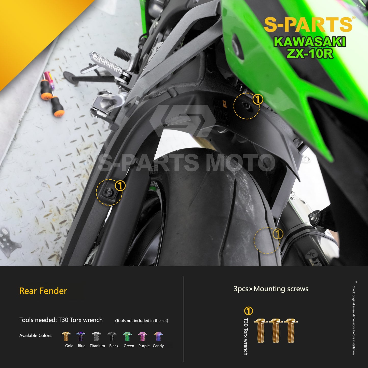 S-PARTS Grade 5 (TC4) Titanium Fasteners Kit for Kawasaki Ninja ZX-10R (2023)