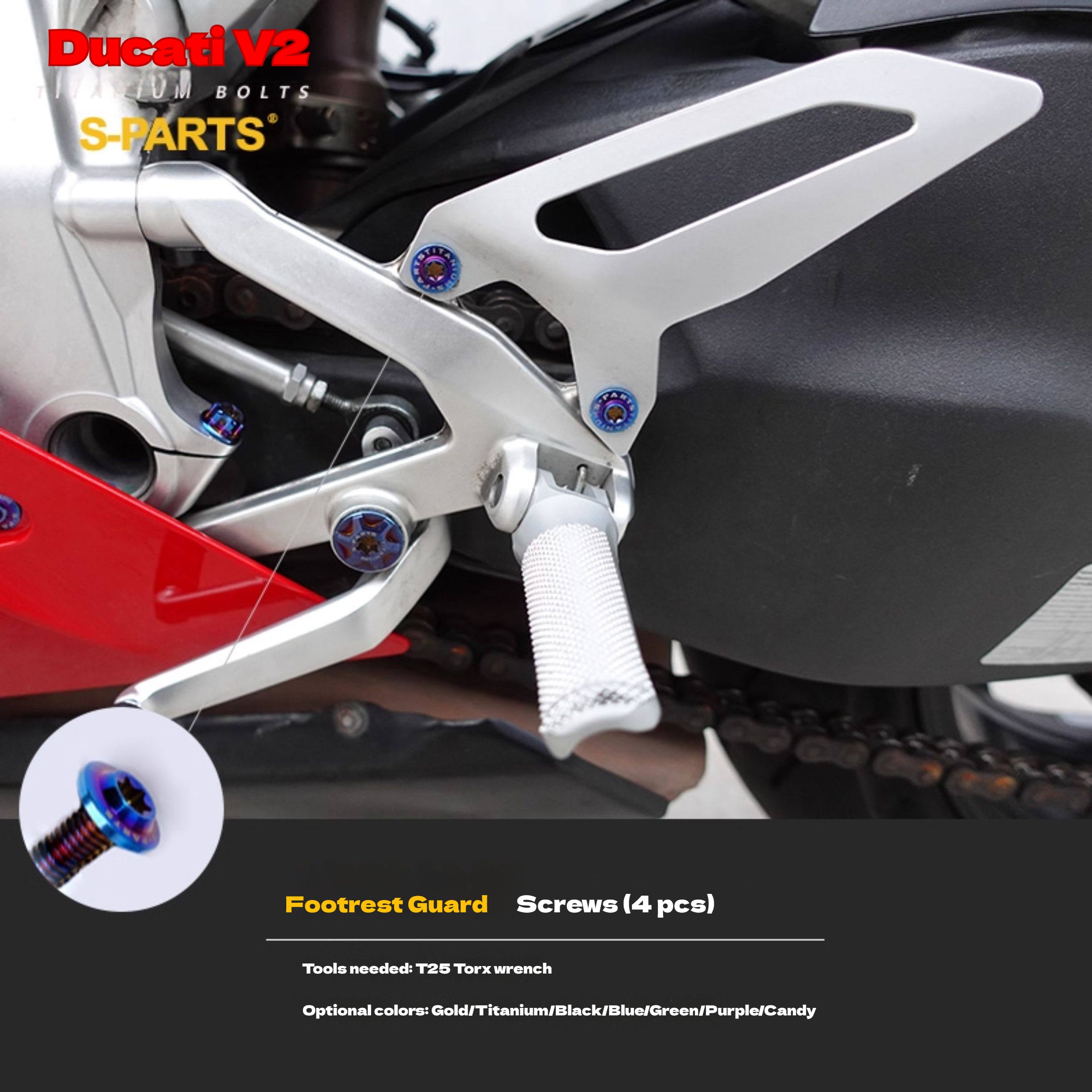 S-PARTS  Compatible with / Suitable for Ducati DUCATI V2 Full Titanium Bolt Kit