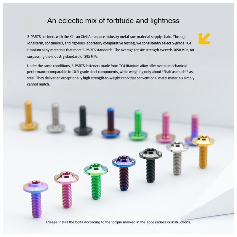 SPARTS A3 Series M6 Titanium Button Head Bolt D15 Grade TC4 | Motorcycle & E-Bike Upgrade Screw