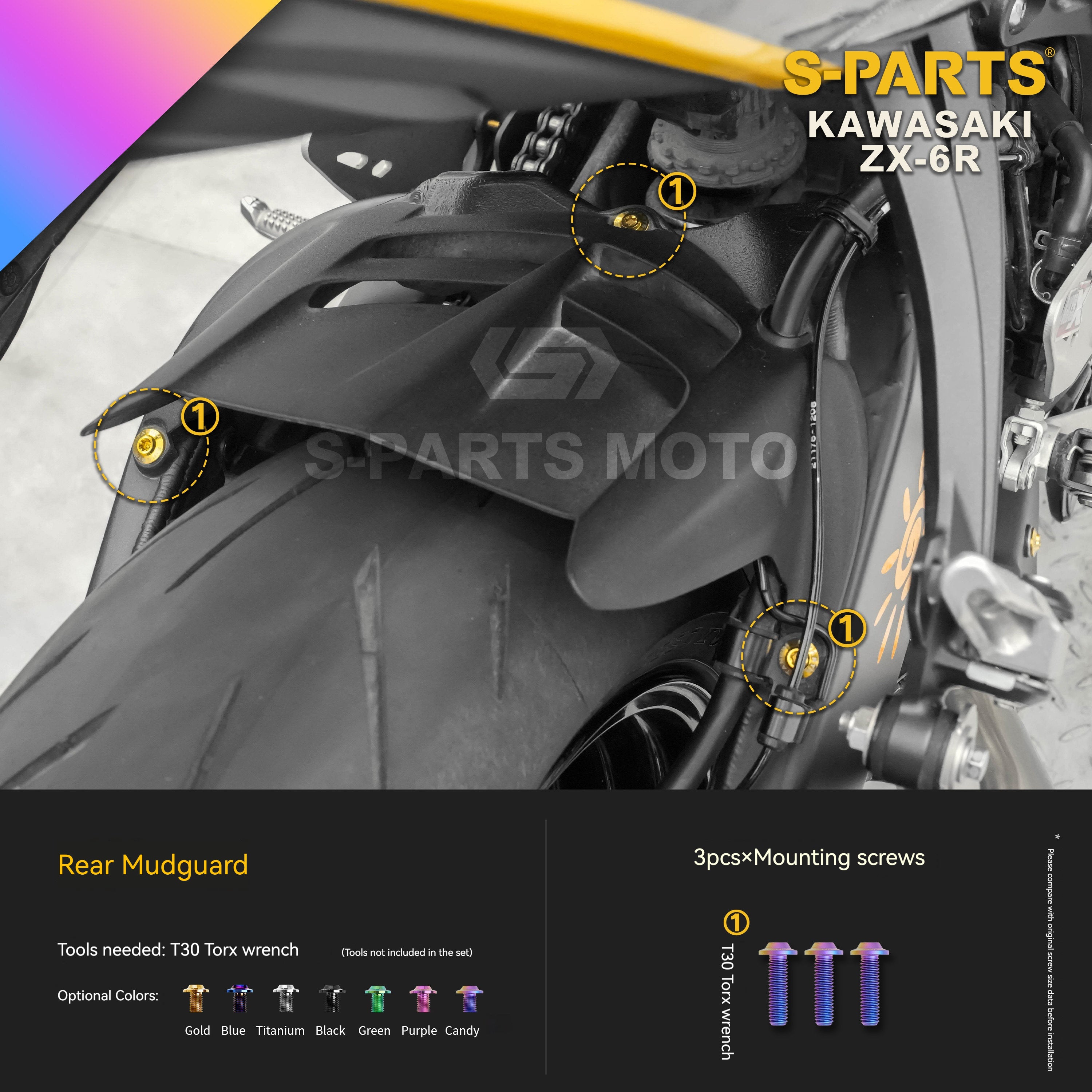SPARTS Motorcycle Titanium Bolt Upgrade – S-Grade TC4 Bolt Kit for Kawasaki ZX-6R