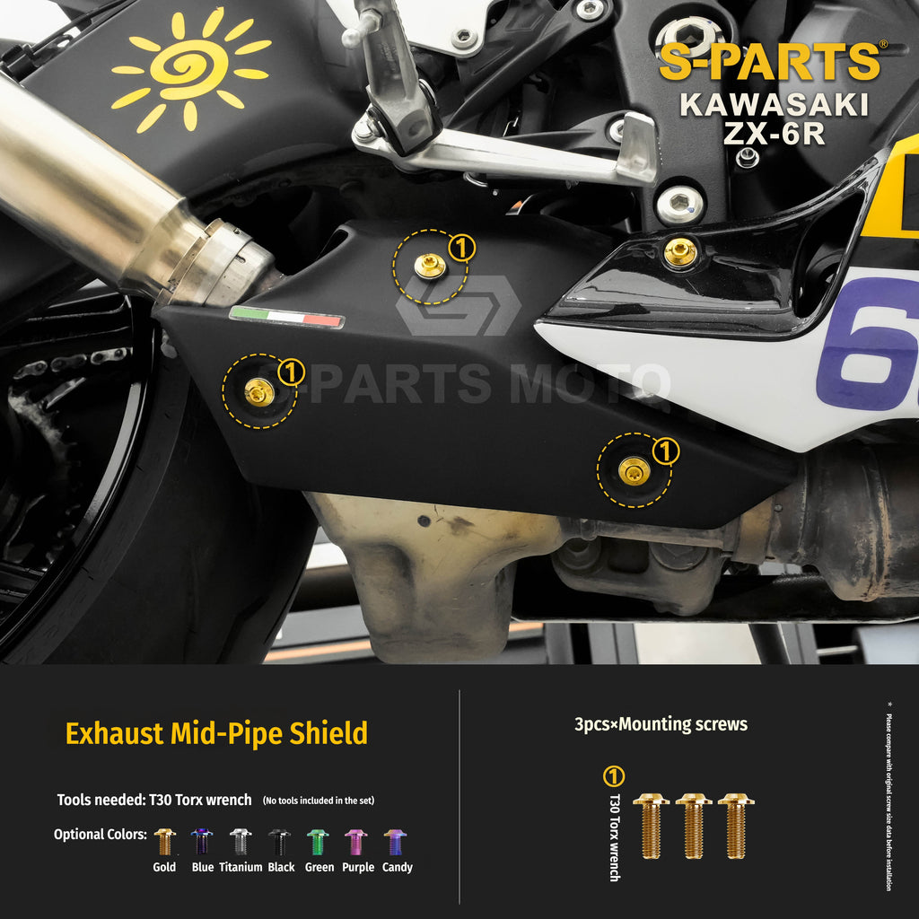 SPARTS Motorcycle Titanium Bolt Upgrade – S-Grade TC4 Bolt Kit for Kawasaki ZX-6R