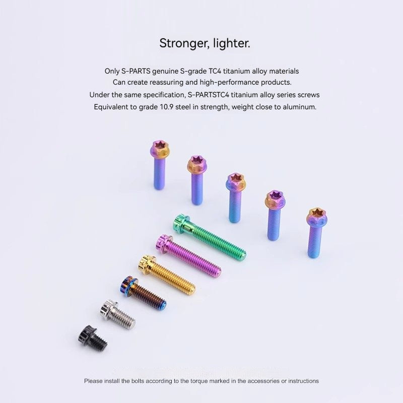 S-PARTS STAN M6 A3 Series TC4 Titanium Bolts – Standard Head Fasteners for Motorcycle & E-Motorcycle Upgrades
