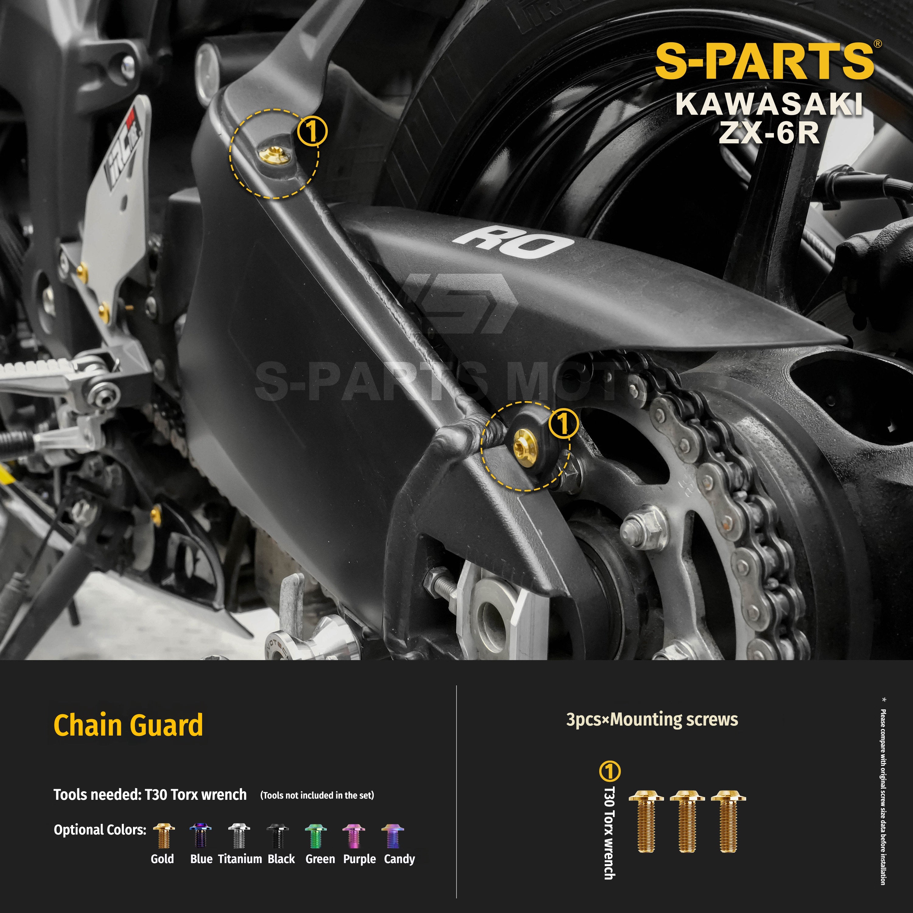 SPARTS Motorcycle Titanium Bolt Upgrade – S-Grade TC4 Bolt Kit for Kawasaki ZX-6R