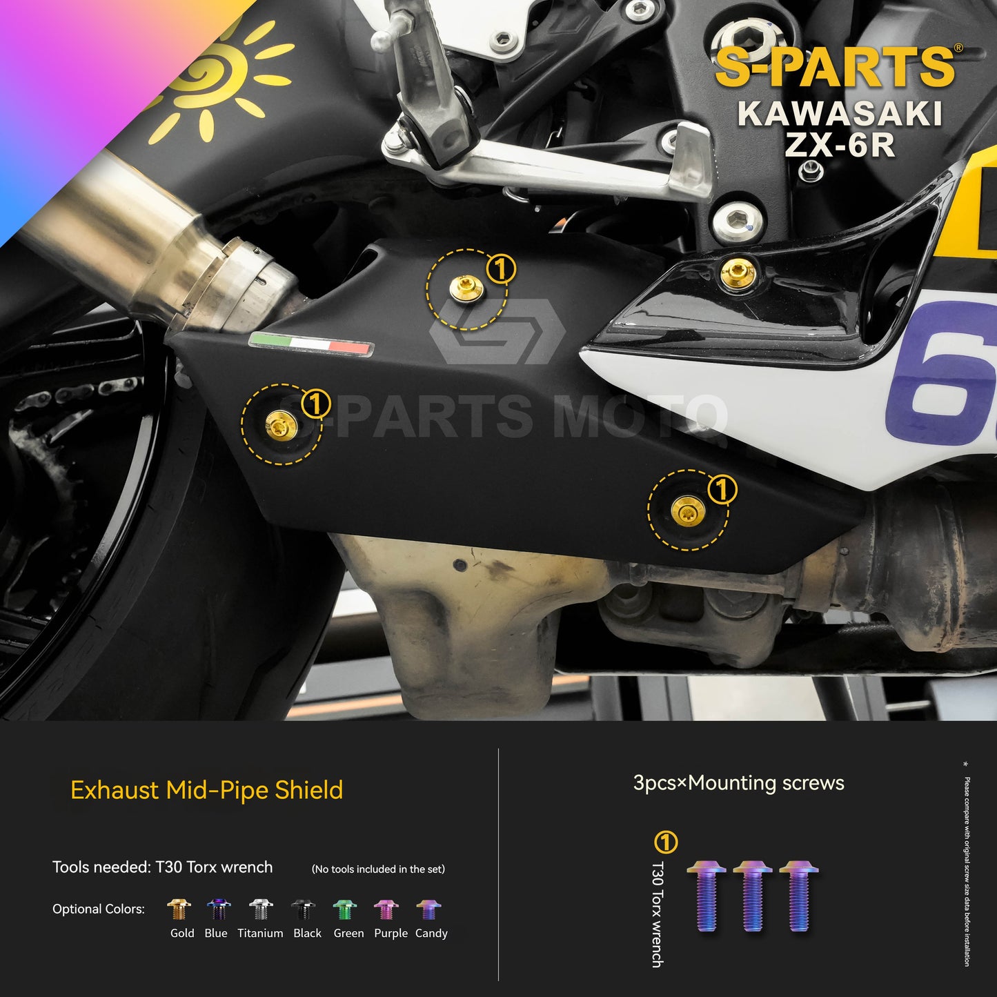 SPARTS Motorcycle Titanium Bolt Upgrade – S-Grade TC4 Bolt Kit for Kawasaki ZX-6R
