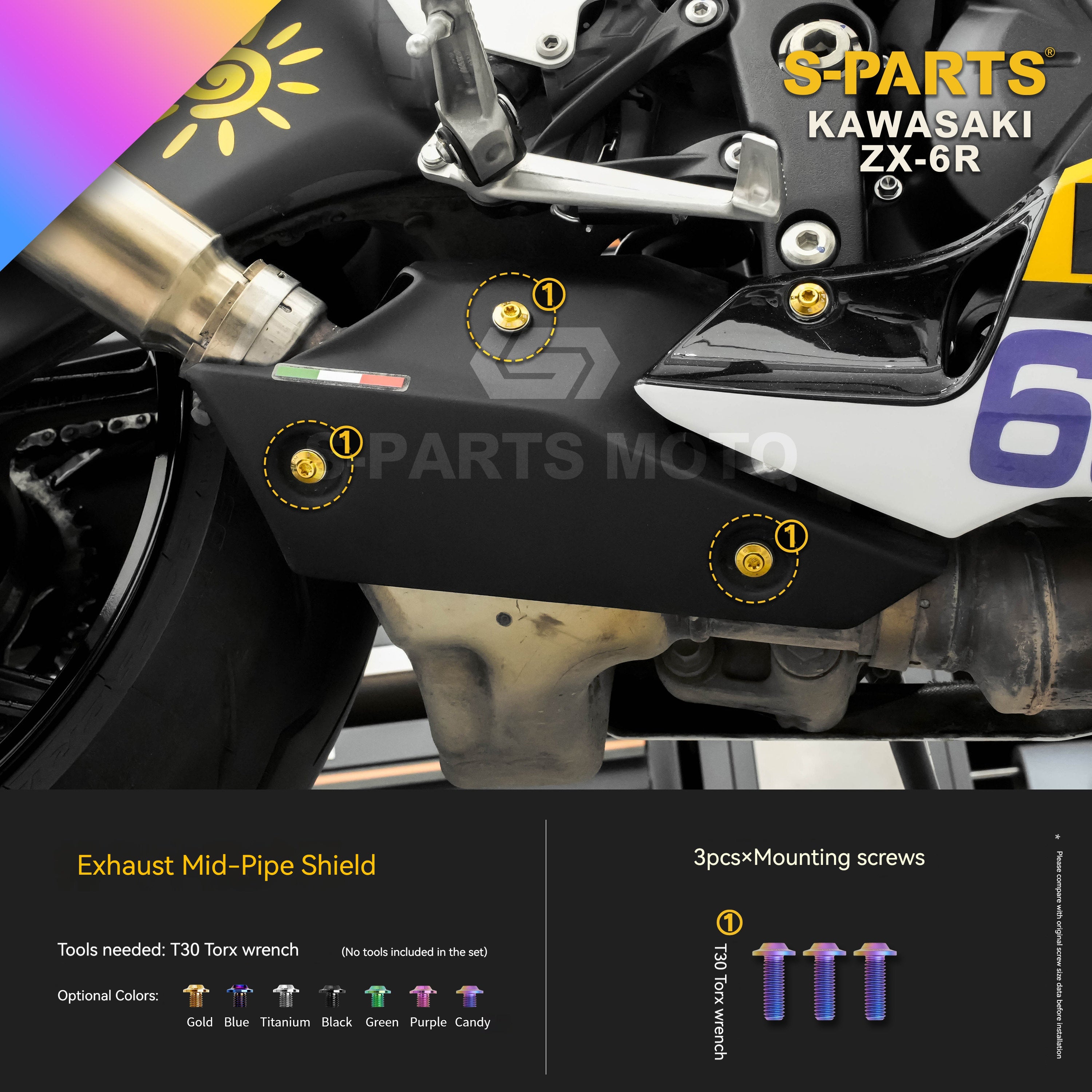 SPARTS Motorcycle Titanium Bolt Upgrade – S-Grade TC4 Bolt Kit for Kawasaki ZX-6R