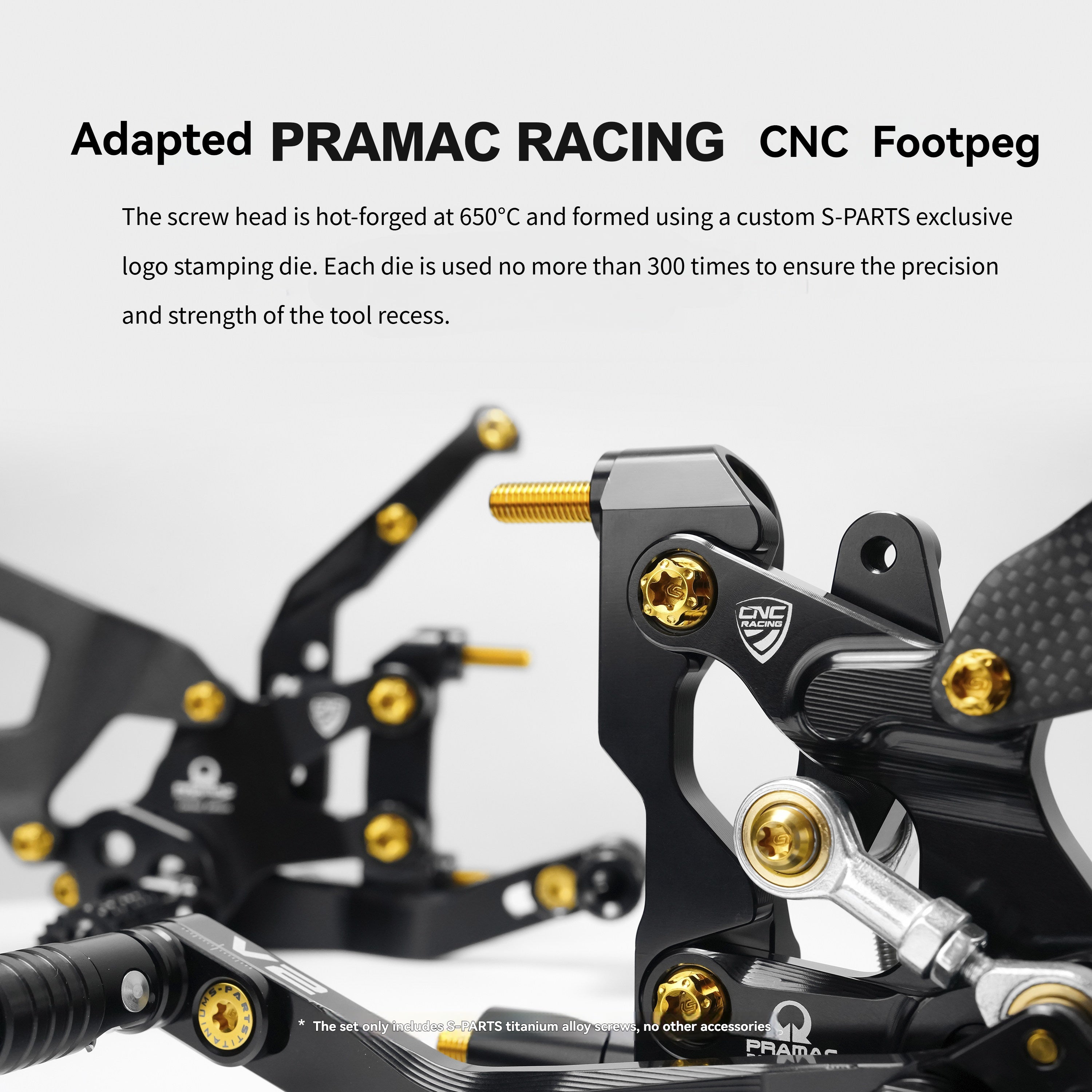 SPARTS Titanium Bolt Kit for CNC Racing Ducati V2 Rearsets | TC4 Grade