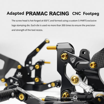 SPARTS Titanium Bolt Kit for CNC Racing Ducati V2 Rearsets | TC4 Grade