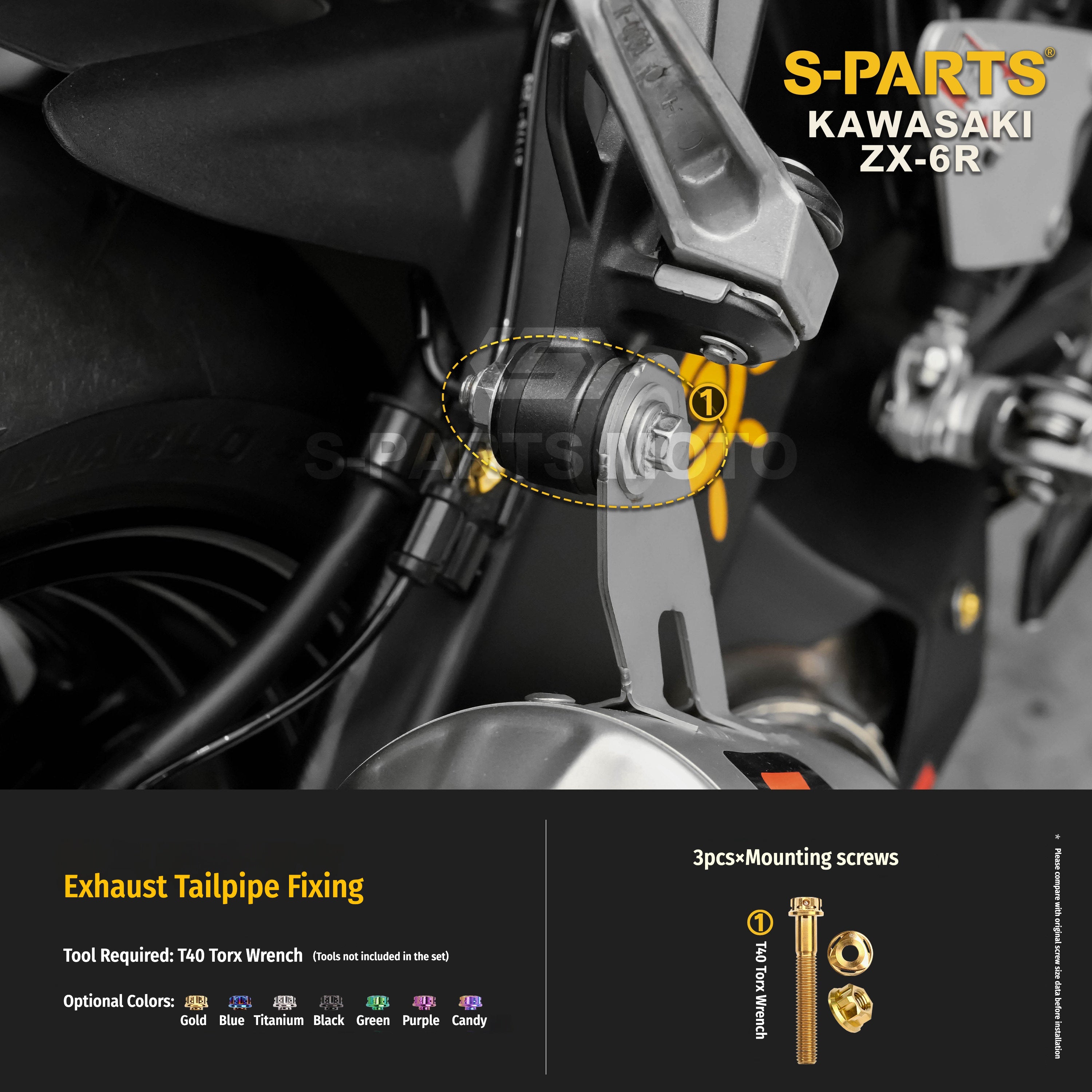 SPARTS Motorcycle Titanium Bolt Upgrade – S-Grade TC4 Bolt Kit for Kawasaki ZX-6R