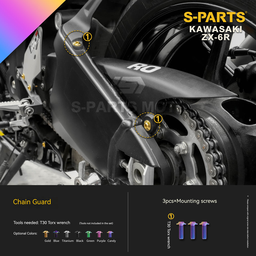 SPARTS Motorcycle Titanium Bolt Upgrade – S-Grade TC4 Bolt Kit for Kawasaki ZX-6R