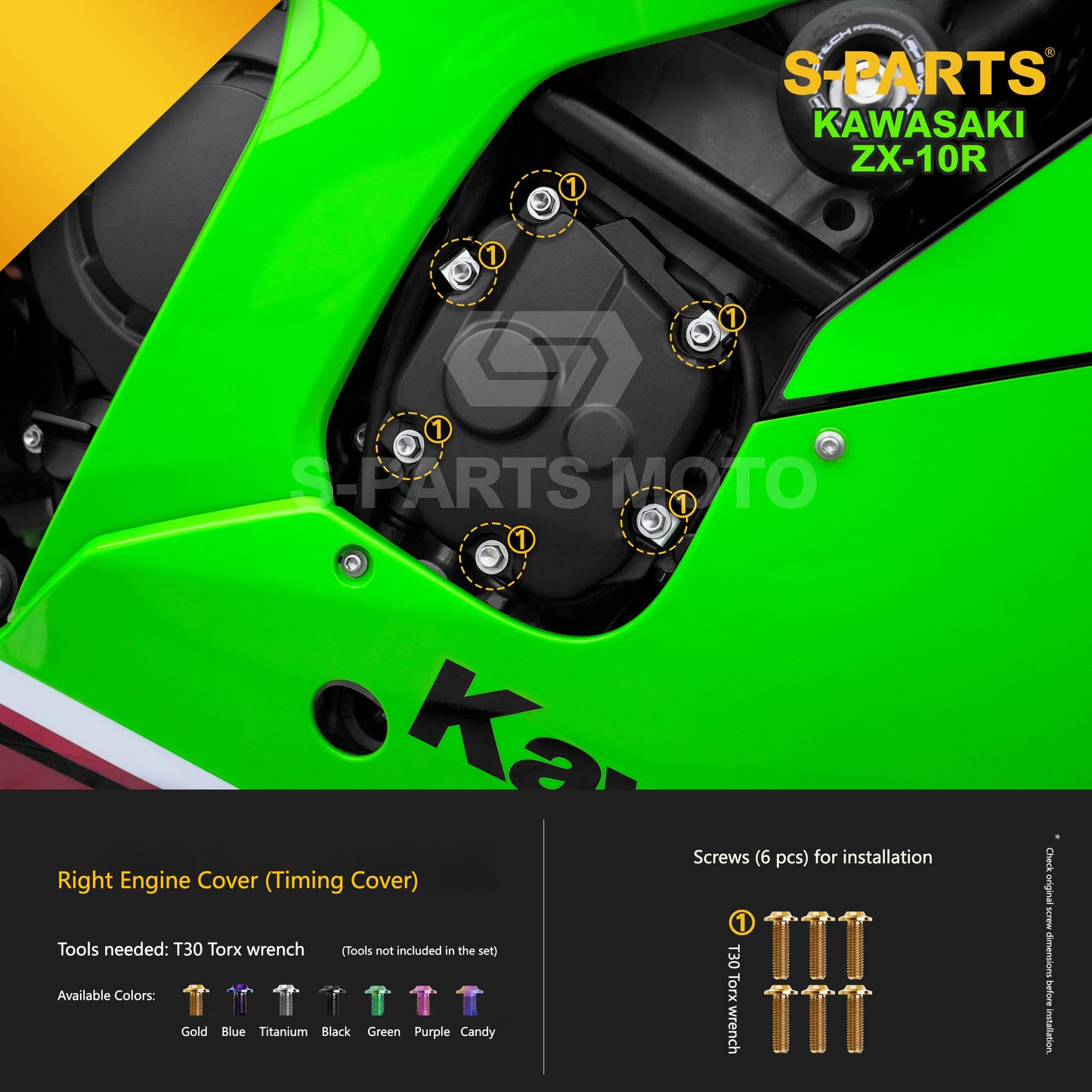 S-PARTS Grade 5 (TC4) Titanium Fasteners Kit for Kawasaki Ninja ZX-10R (2023)
