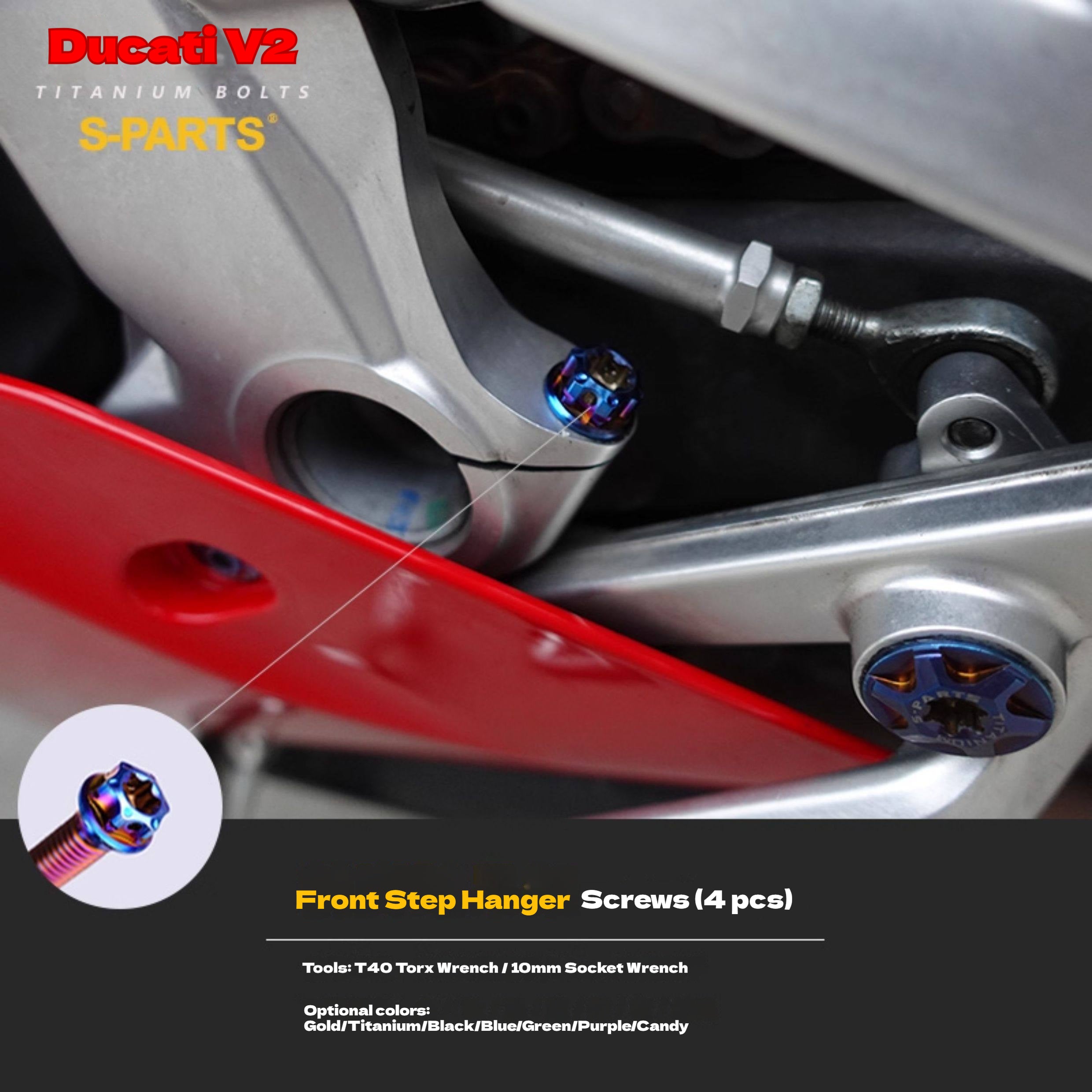 S-PARTS  Compatible with / Suitable for Ducati DUCATI V2 Full Titanium Bolt Kit