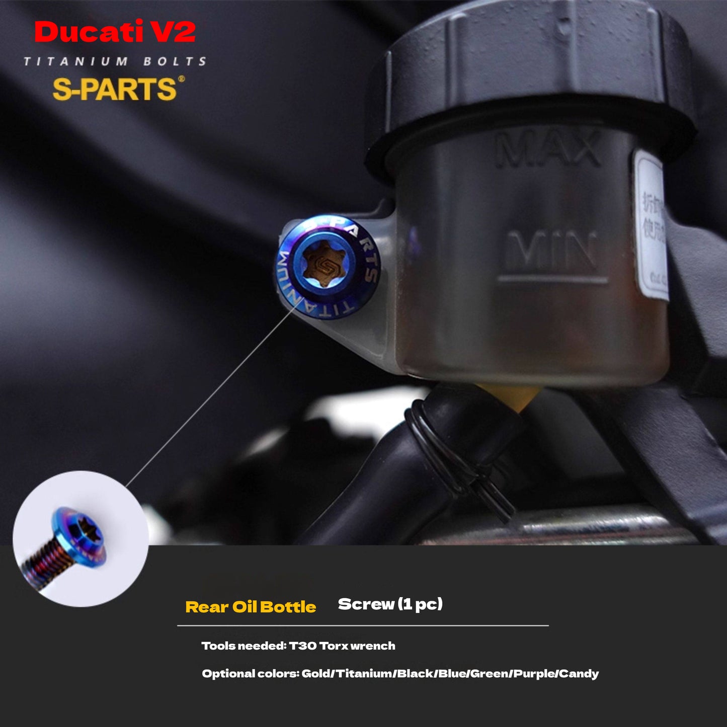 S-PARTS  Compatible with / Suitable for Ducati DUCATI V2 Full Titanium Bolt Kit