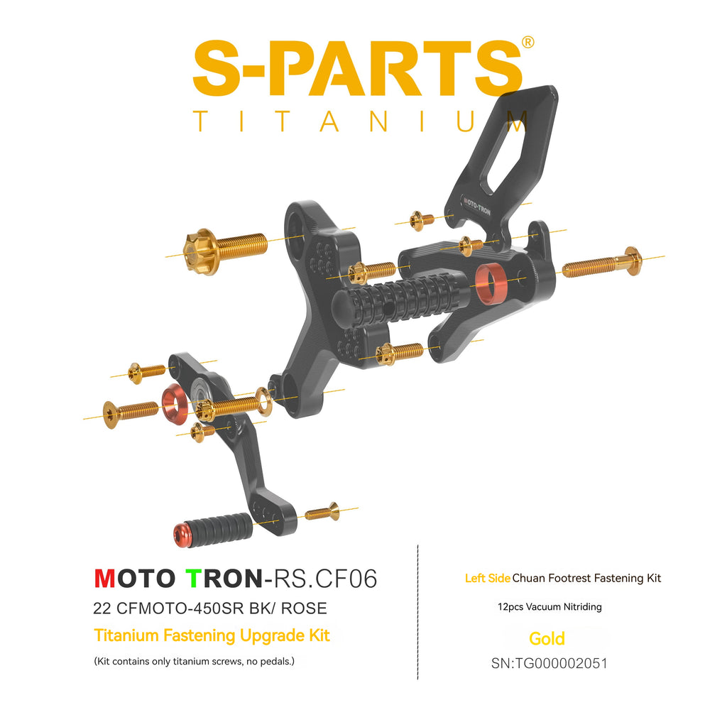 SPARTS Titanium Bolts for CFMOTO 450SR MOTO TRON Raised Footpegs – TC4 Lightweight High-Strength Upgrade