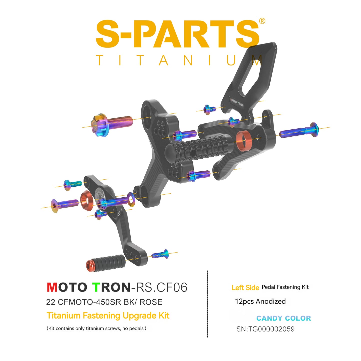 SPARTS TC4 Titanium Bolt Kit for CFMOTO 450SR MOTO TRON Raised Footpegs Upgrade