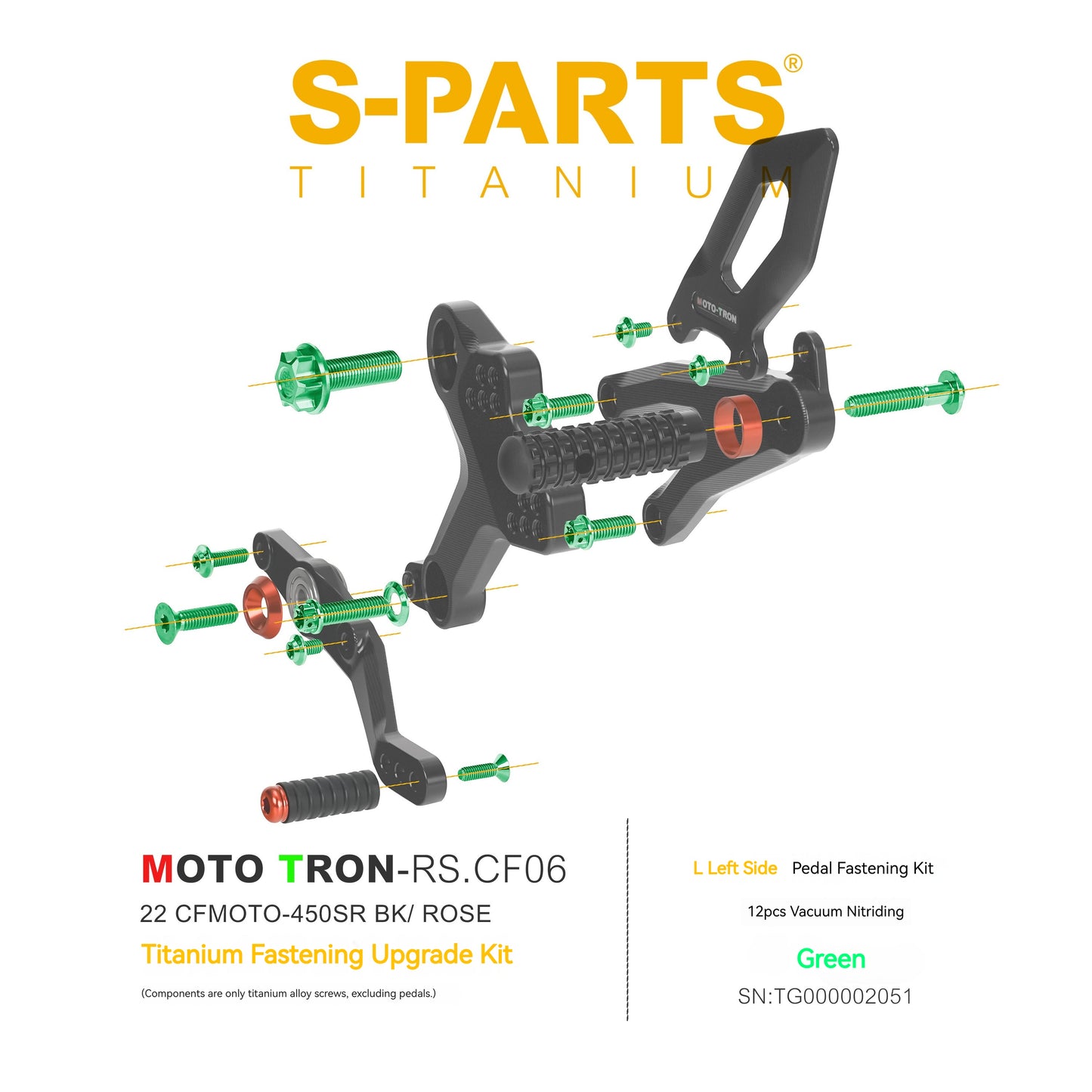 SPARTS TC4 Titanium Bolt Kit for CFMOTO 450SR MOTO TRON Raised Footpegs Upgrade
