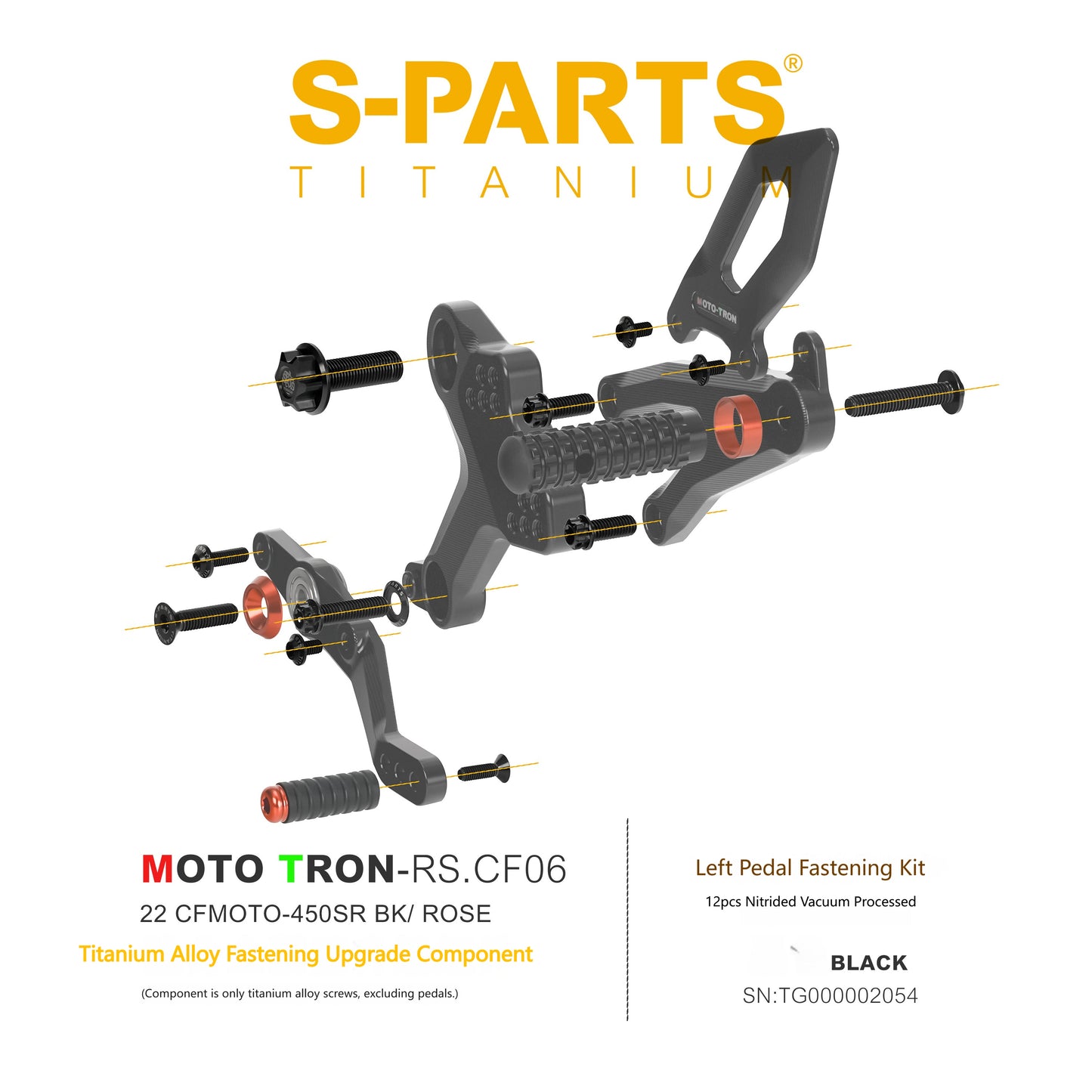 SPARTS TC4 Titanium Bolt Kit for CFMOTO 450SR MOTO TRON Raised Footpegs Upgrade